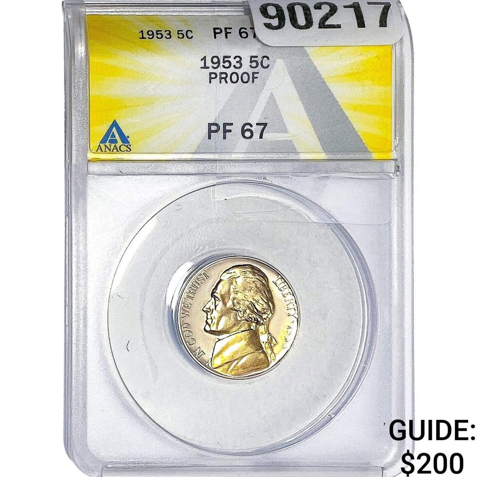 1953 Jefferson Nickel ANACS PF67: 1953 Jefferson Nickel ANACS PF67