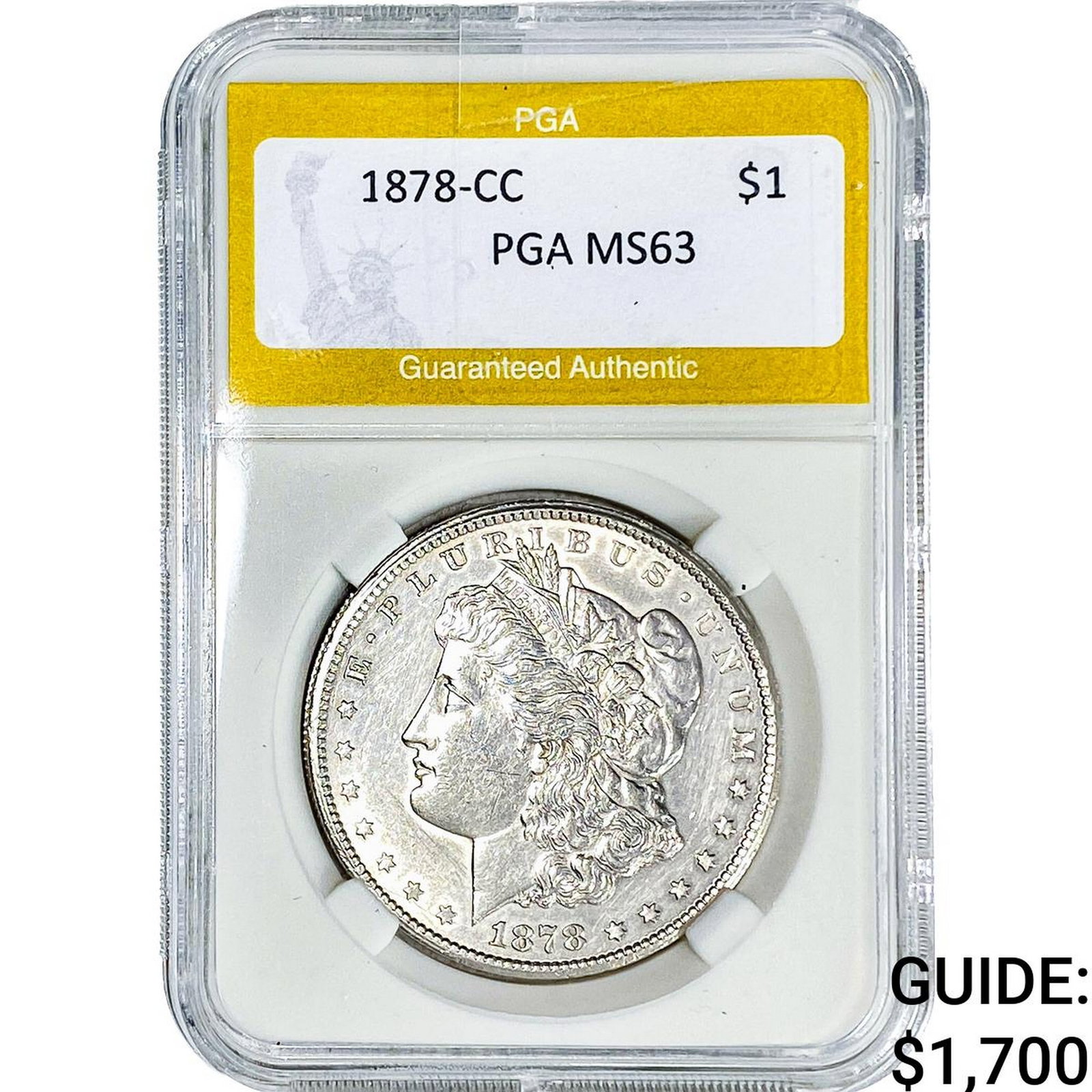 1878-CC Morgan Silver Dollar PGA MS63: 1878-CC Morgan Silver Dollar PGA MS63