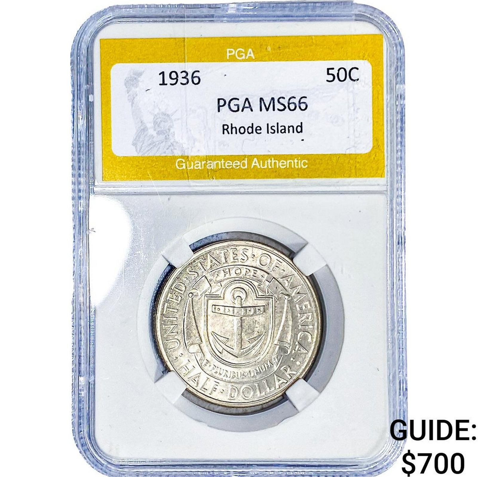 1936 Rhode Island Half Dollar PGA MS66: 1936 Rhode Island Half Dollar PGA MS66