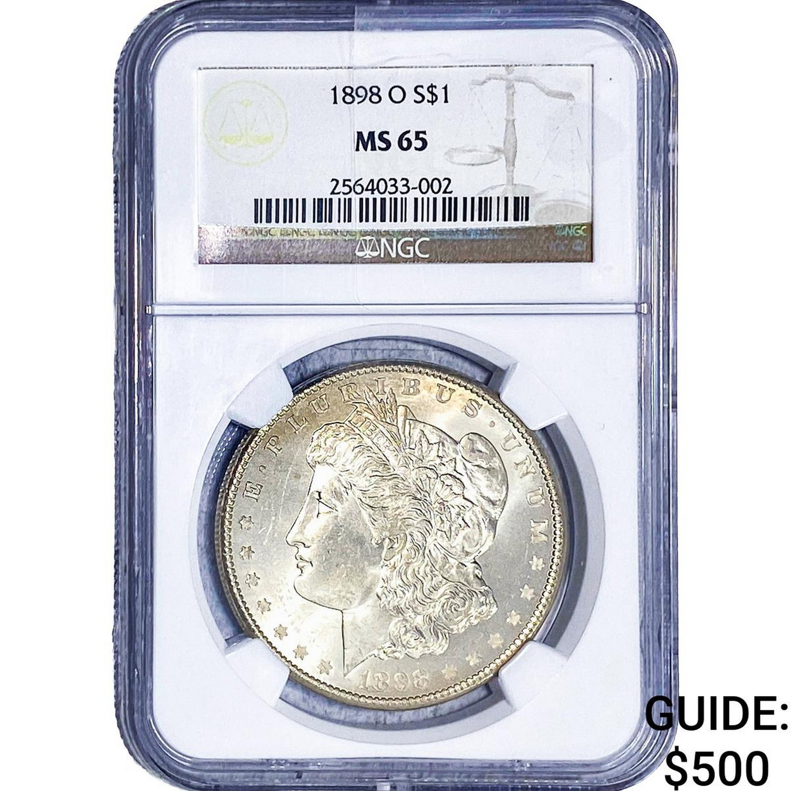 1898-O Morgan Silver Dollar NGC MS65: 1898-O Morgan Silver Dollar NGC MS65