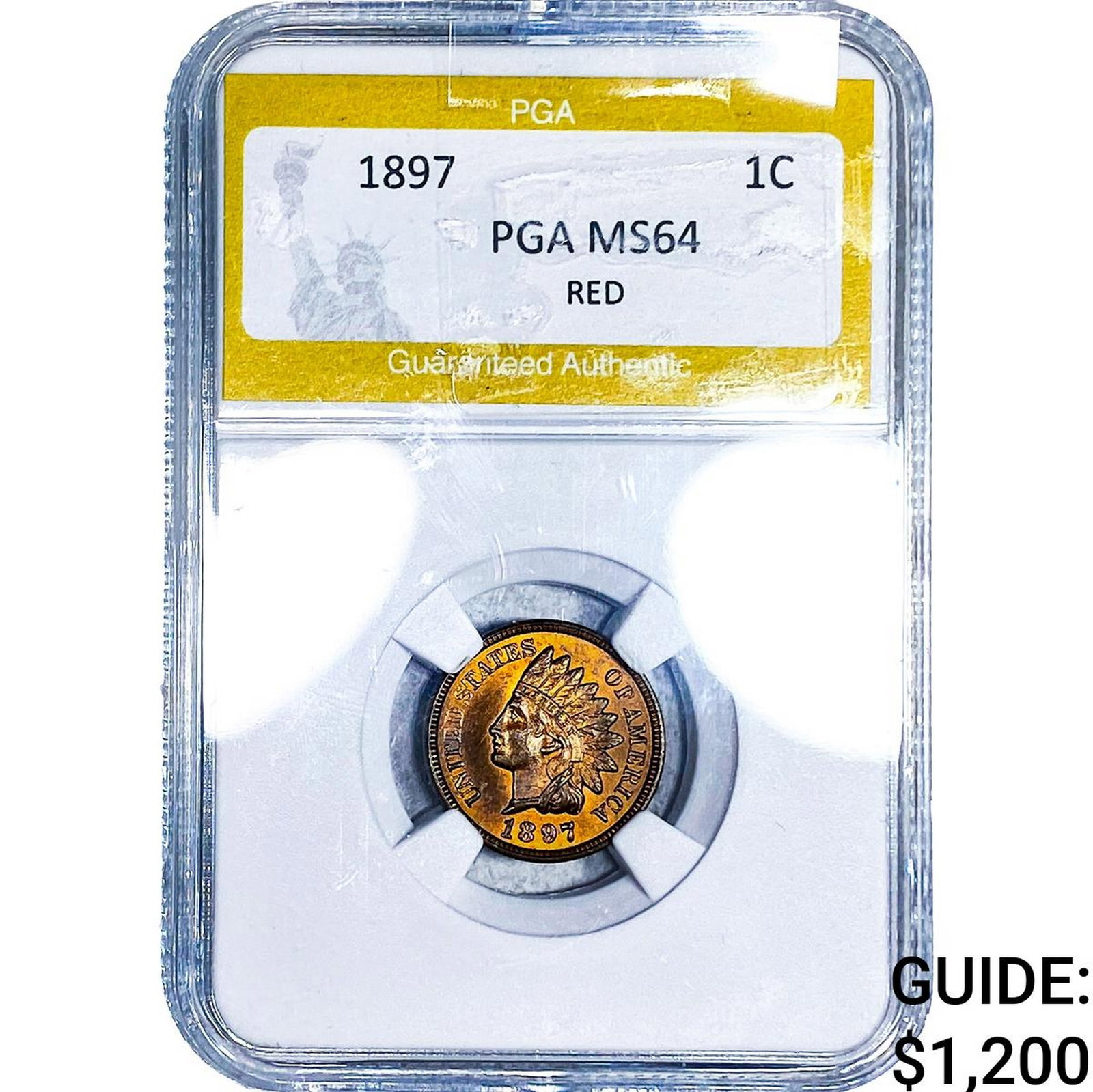 1897 Wheat Cent PGA MS64 Red: 1897 Wheat Cent PGA MS64 Red