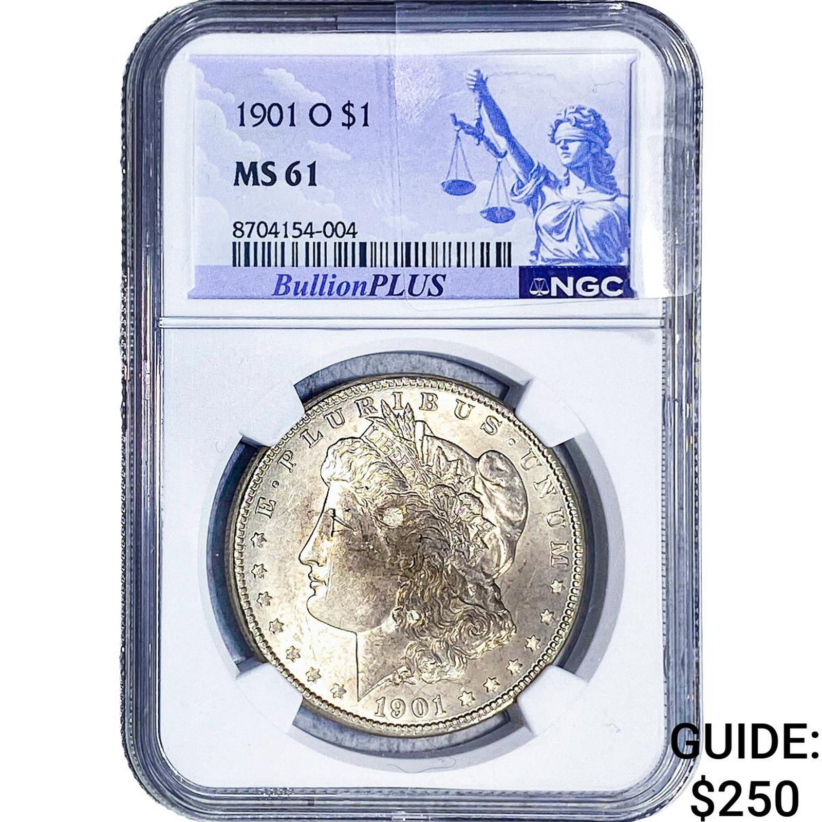 1901-O Morgan Silver Dollar NGC MS61: 1901-O Morgan Silver Dollar NGC MS61