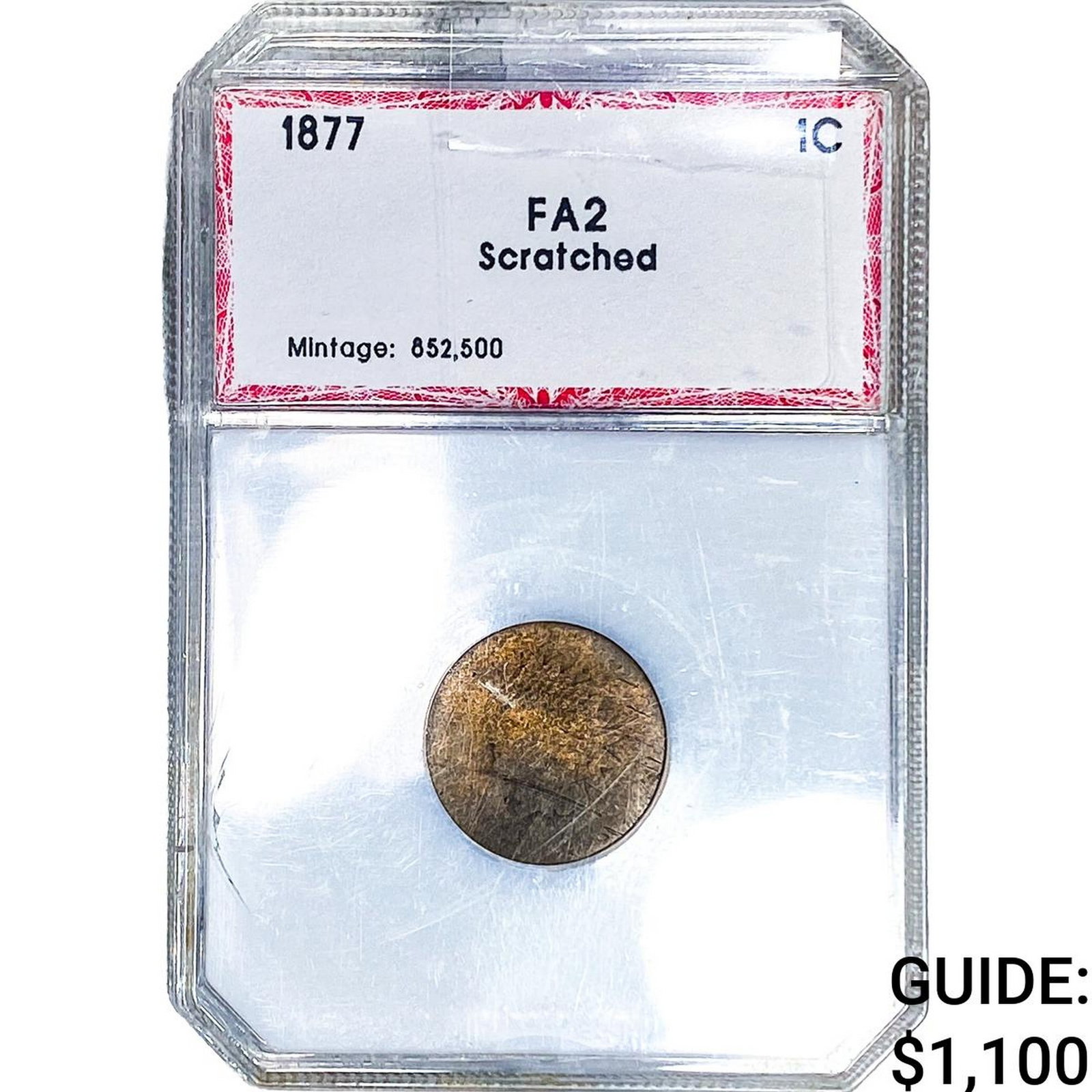 1877 Indian Head Cent PCI FA2 Scratched: 1877 Indian Head Cent PCI FA2 Scratched