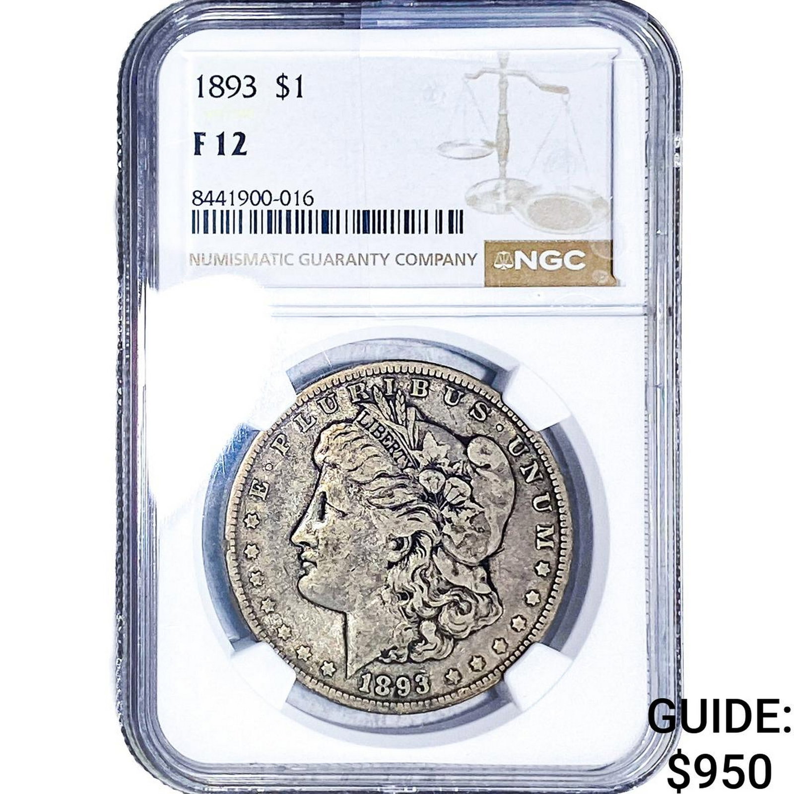 1893 Morgan Silver Dollar NGC F12: 1893 Morgan Silver Dollar NGC F12