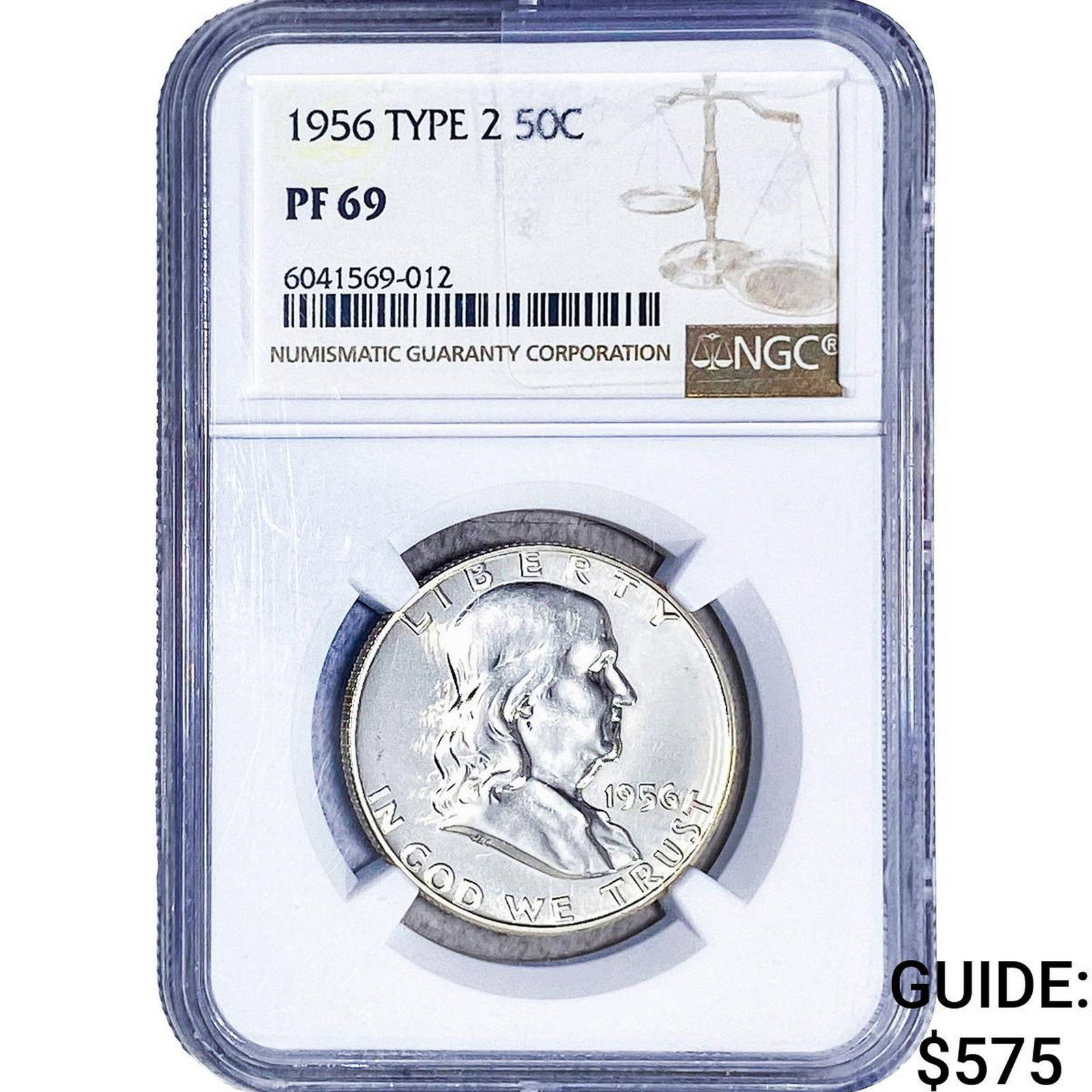 1956 Franklin Half Dollar NGC PF69 Type 2: 1956 Franklin Half Dollar NGC PF69 Type 2