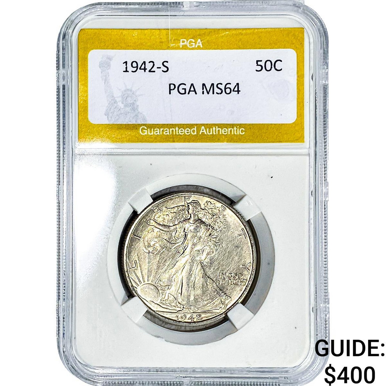 1942-S Walking Liberty Half Dollar PGA MS64: 1942-S Walking Liberty Half Dollar PGA MS64