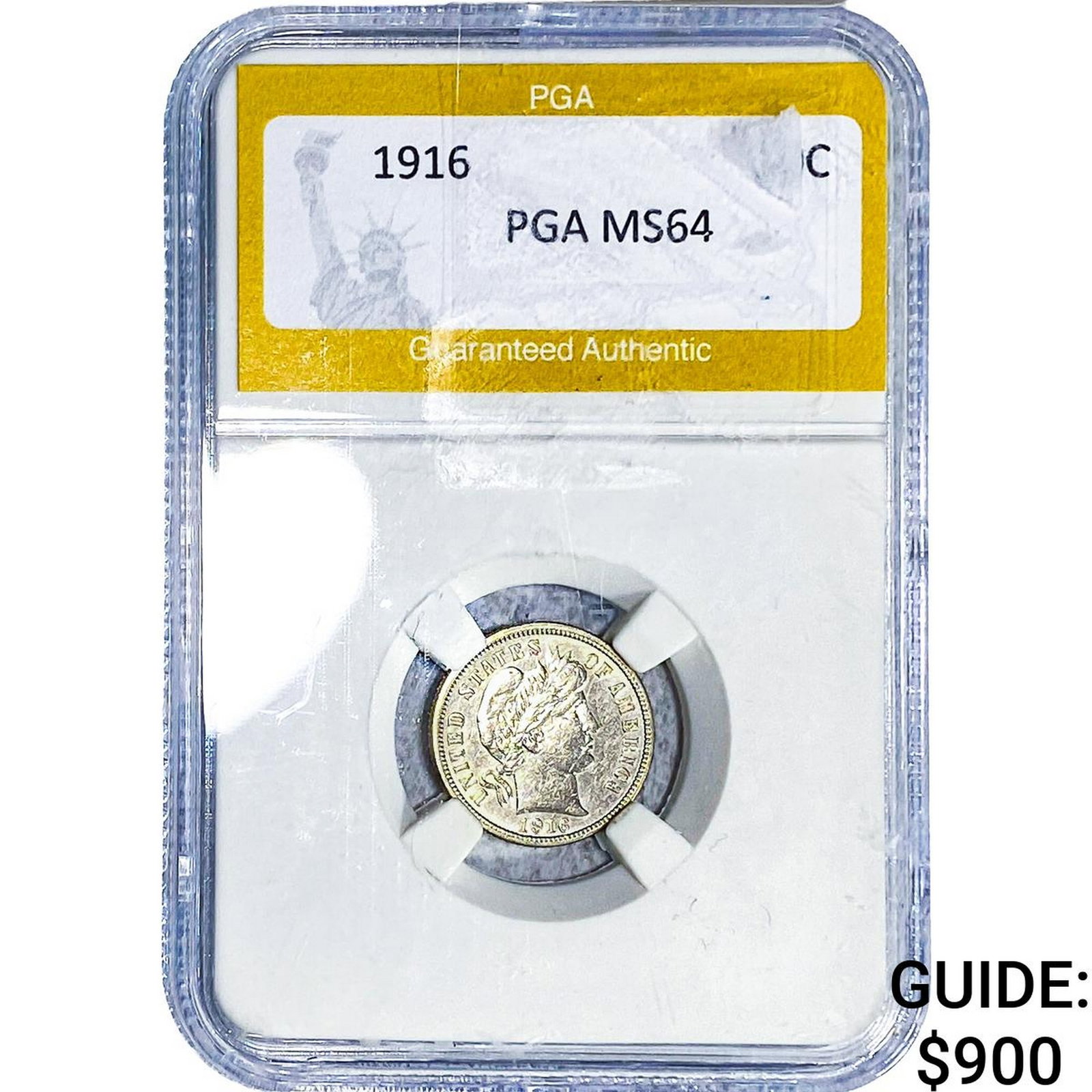 1916 Barber Dime PGA MS64: 1916 Barber Dime PGA MS64