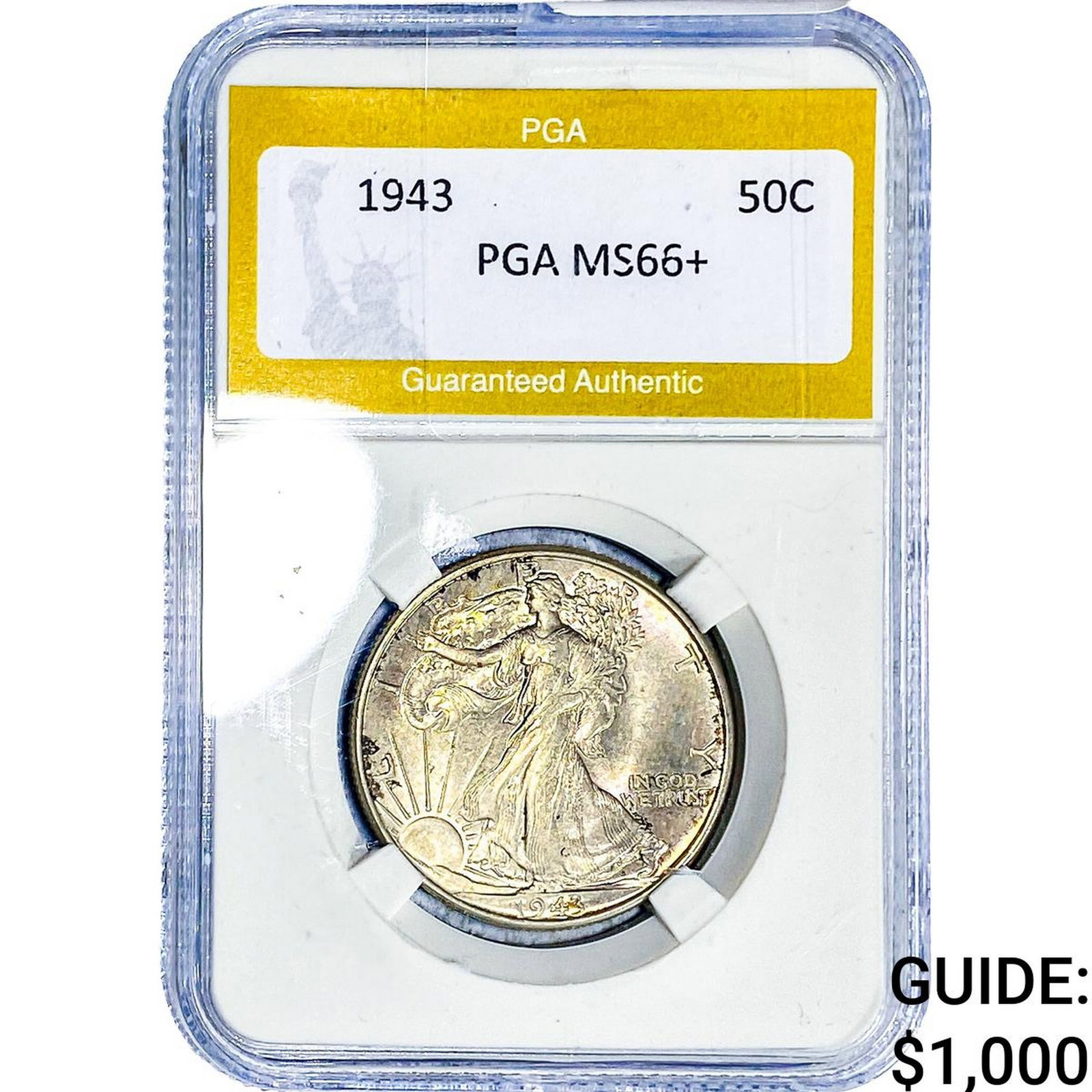 1943 Walking Liberty Half Dollar PGA MS66+: 1943 Walking Liberty Half Dollar PGA MS66+