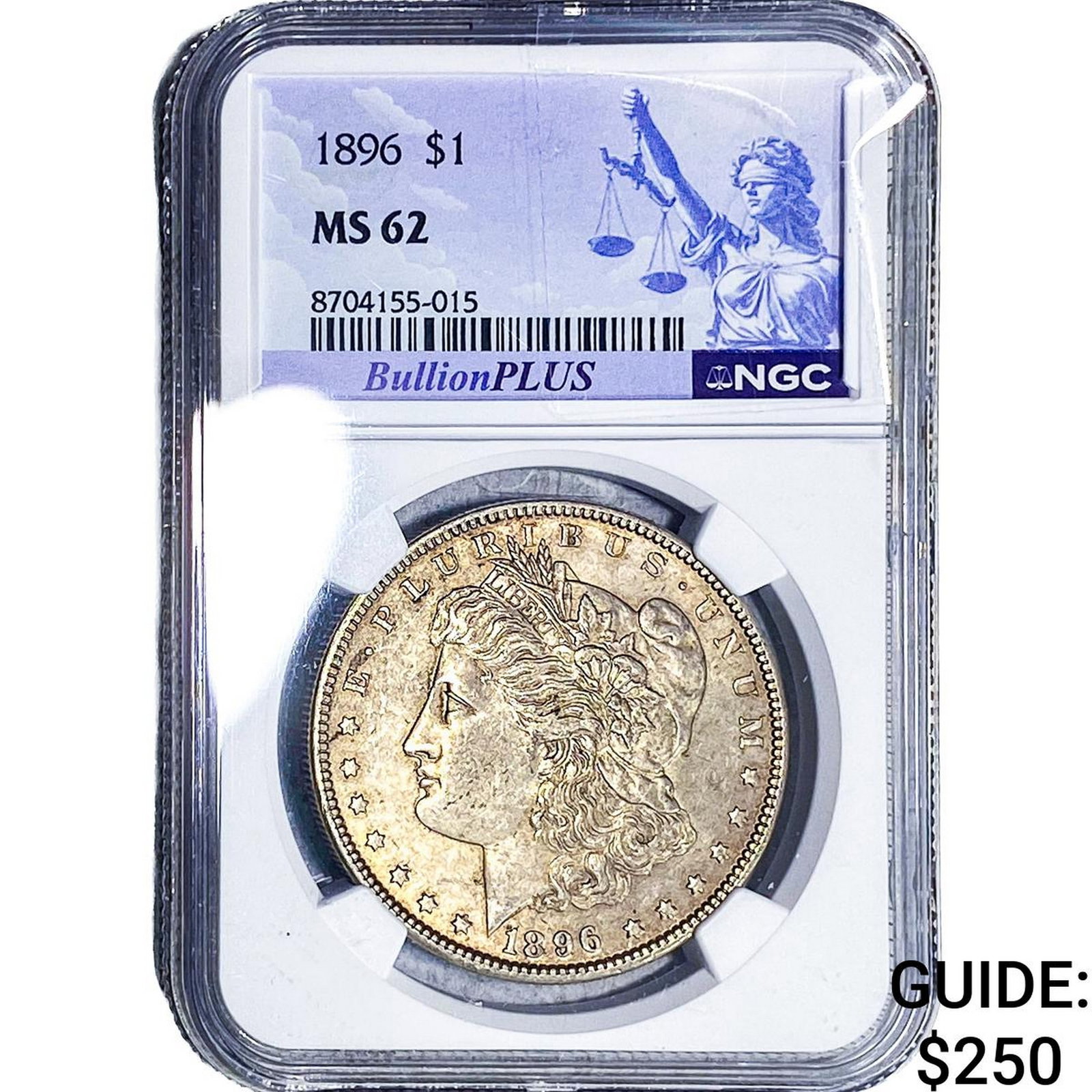 1896 Morgan Silver Dollar NGC MS62: 1896 Morgan Silver Dollar NGC MS62