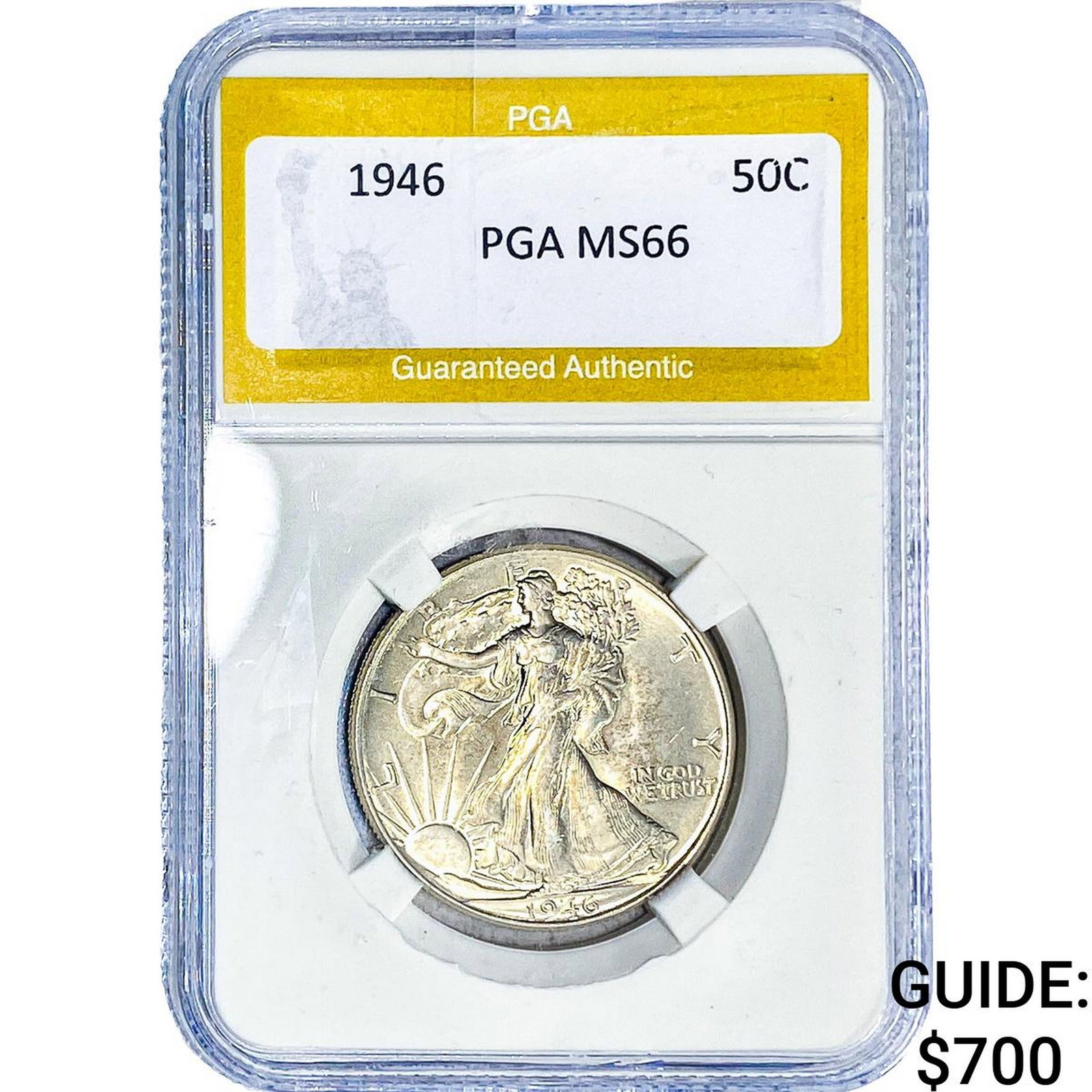 1946 Walking Liberty Half Dollar PGA MS66: 1946 Walking Liberty Half Dollar PGA MS66