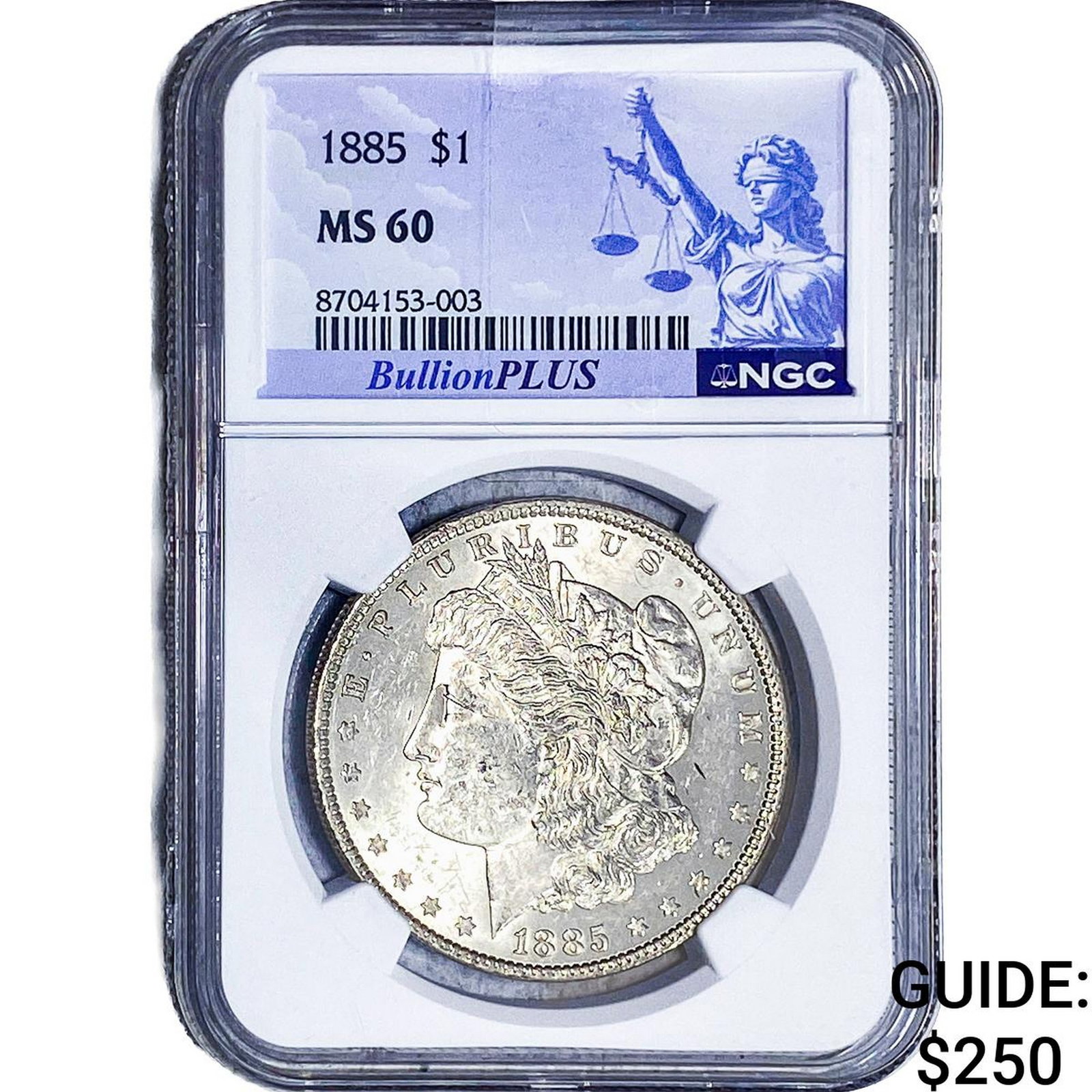 1885 Morgan Silver Dollar NGC MS60: 1885 Morgan Silver Dollar NGC MS60