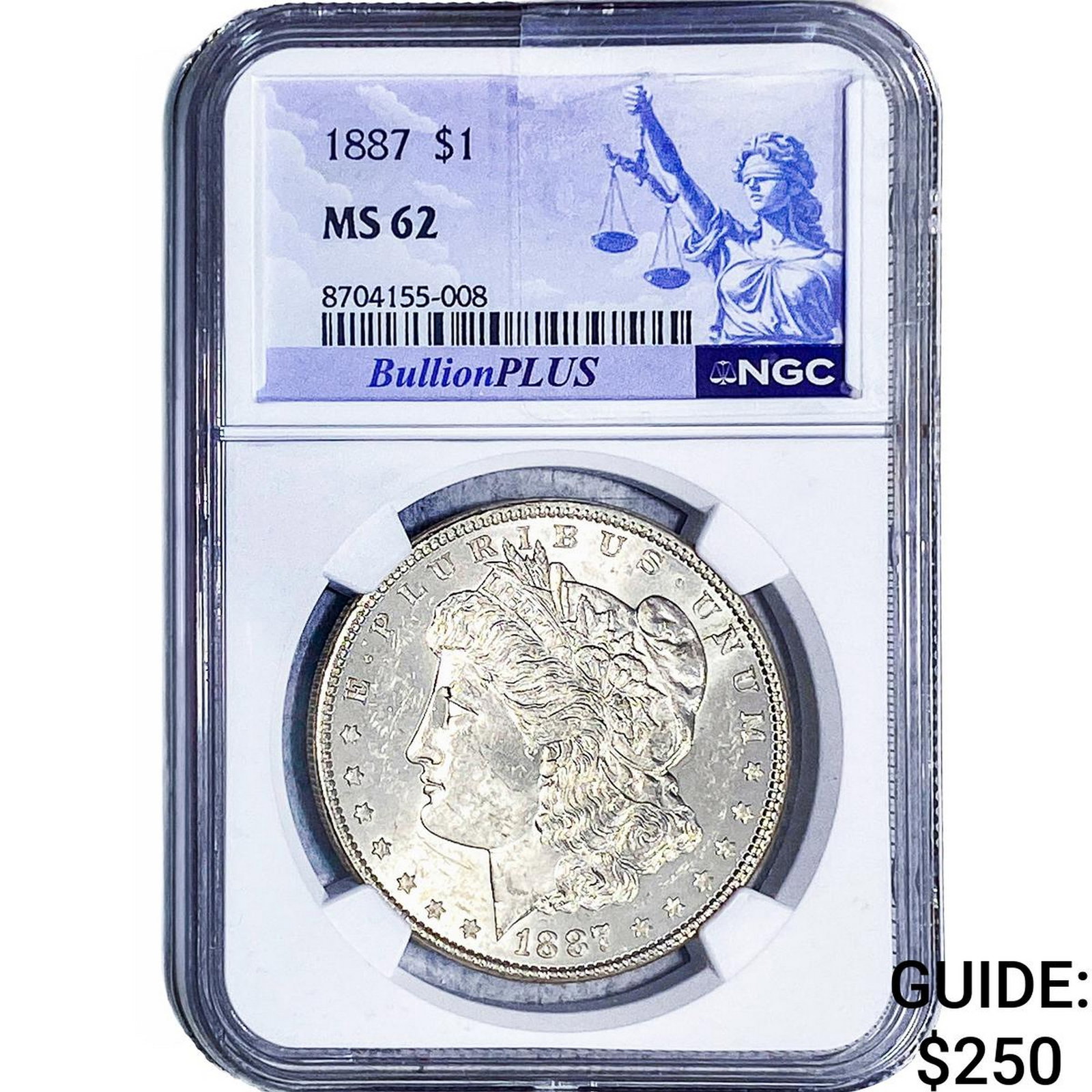 1887 Morgan Silver Dollar NGC MS62: 1887 Morgan Silver Dollar NGC MS62