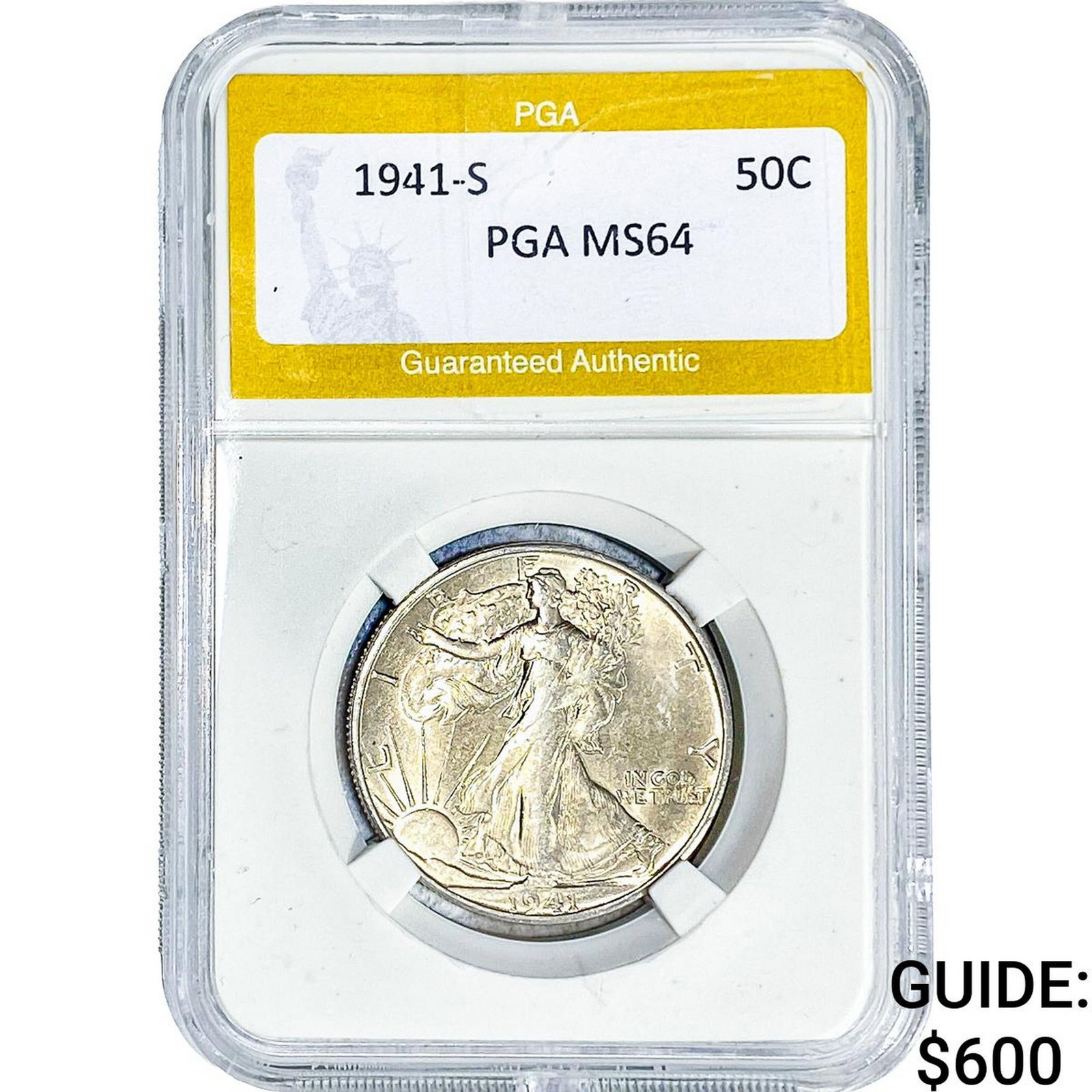 1941-S Walking Liberty Half Dollar PGA MS64: 1941-S Walking Liberty Half Dollar PGA MS64