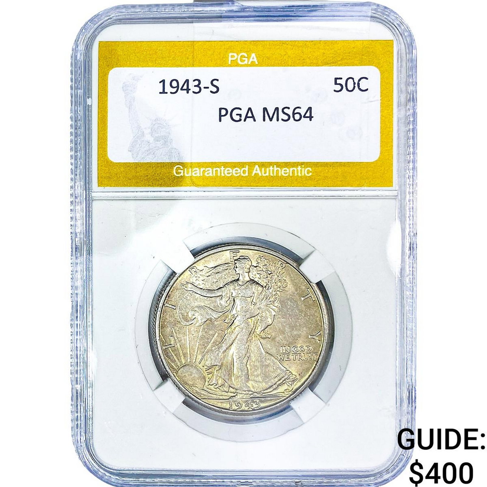 1943-S Walking Liberty Half Dollar PGA MS64: 1943-S Walking Liberty Half Dollar PGA MS64