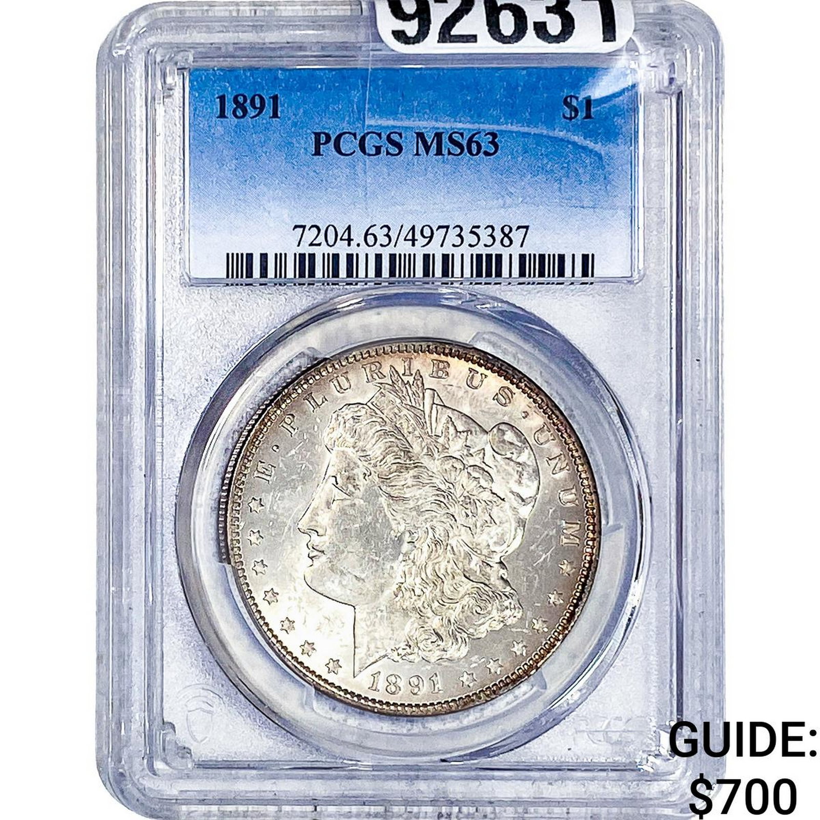 1891 Morgan Silver Dollar PCGS MS63: 1891 Morgan Silver Dollar PCGS MS63