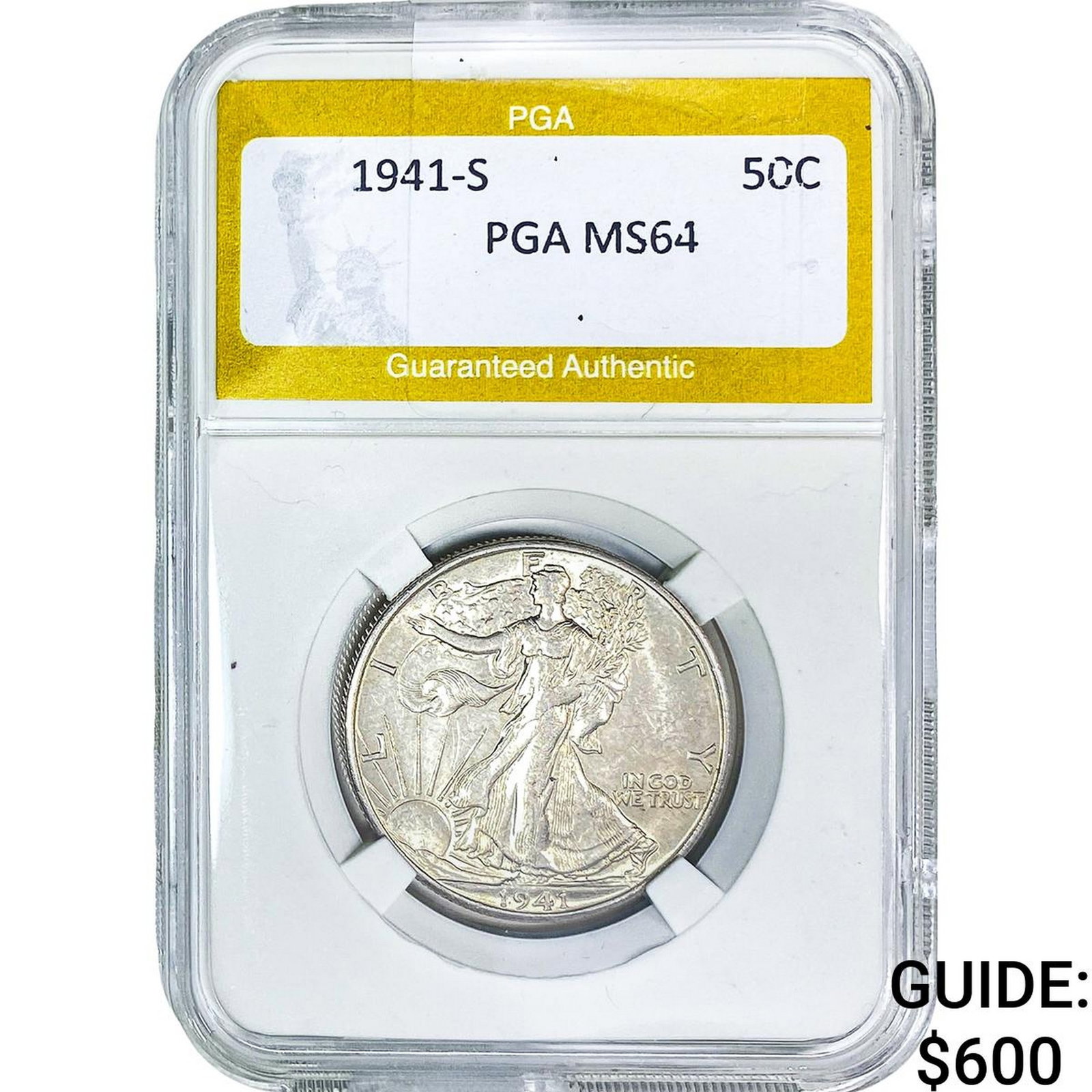 1941-S Walking Liberty Half Dollar PGA MS64: 1941-S Walking Liberty Half Dollar PGA MS64
