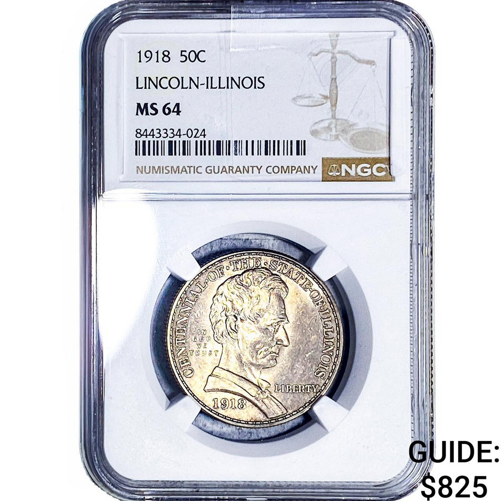 1918 Illinois Half Dollar NGC MS64: 1918 Illinois Half Dollar NGC MS64