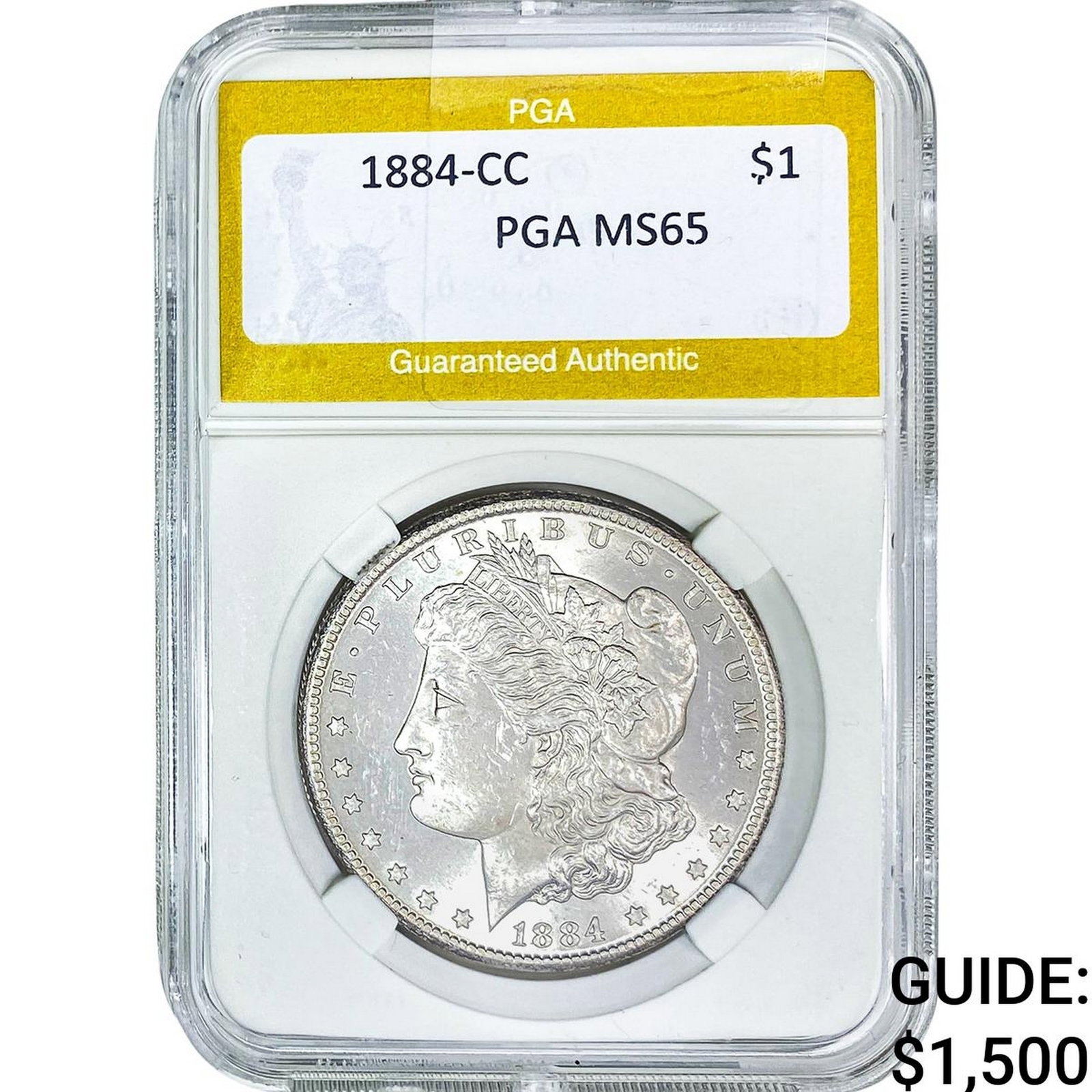 1884-CC Morgan Silver Dollar PGA MS65: 1884-CC Morgan Silver Dollar PGA MS65