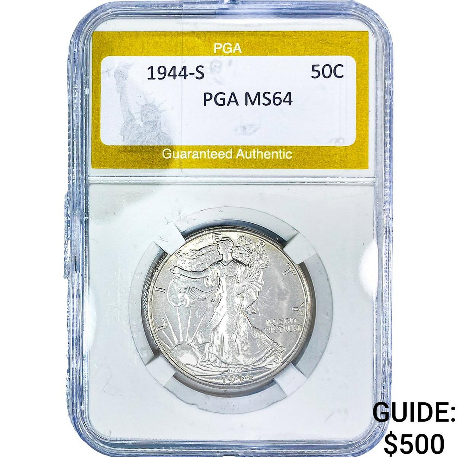 1944-S Walking Liberty Half Dollar PGA MS64: 1944-S Walking Liberty Half Dollar PGA MS64