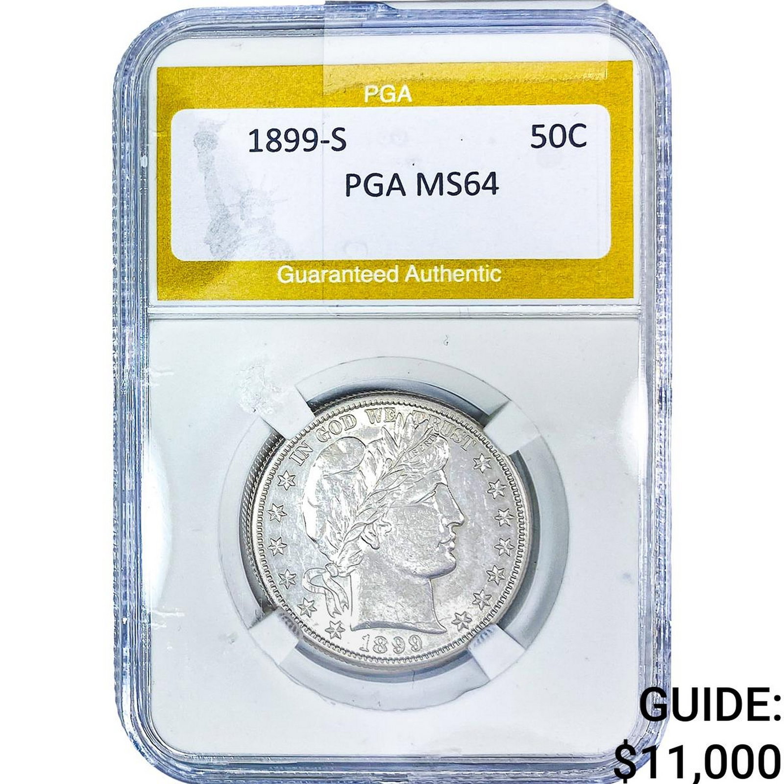 1899-S Barber Half Dollar PGA MS64: 1899-S Barber Half Dollar PGA MS64