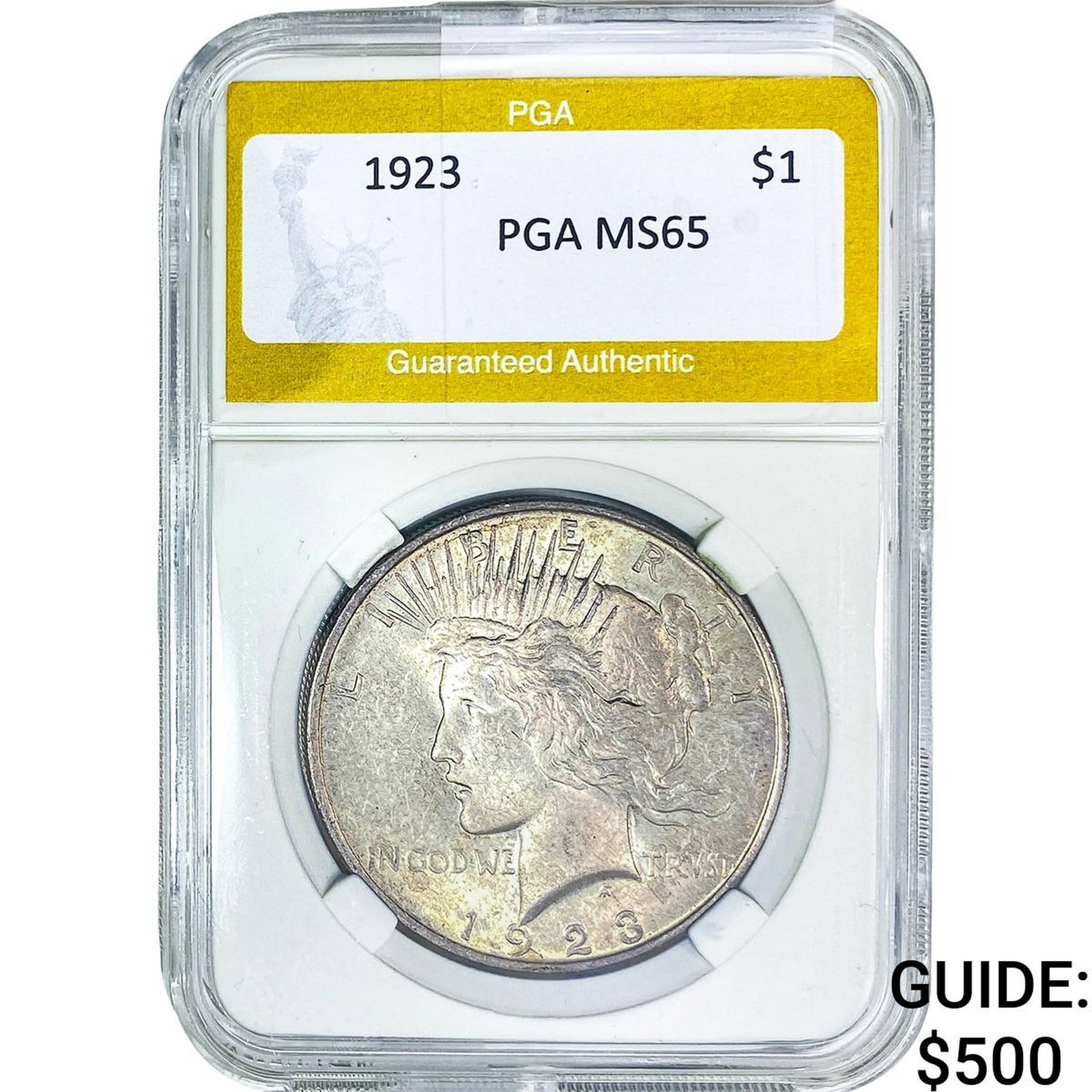 1923 Silver Peace Dollar PGA MS65: 1923 Silver Peace Dollar PGA MS65
