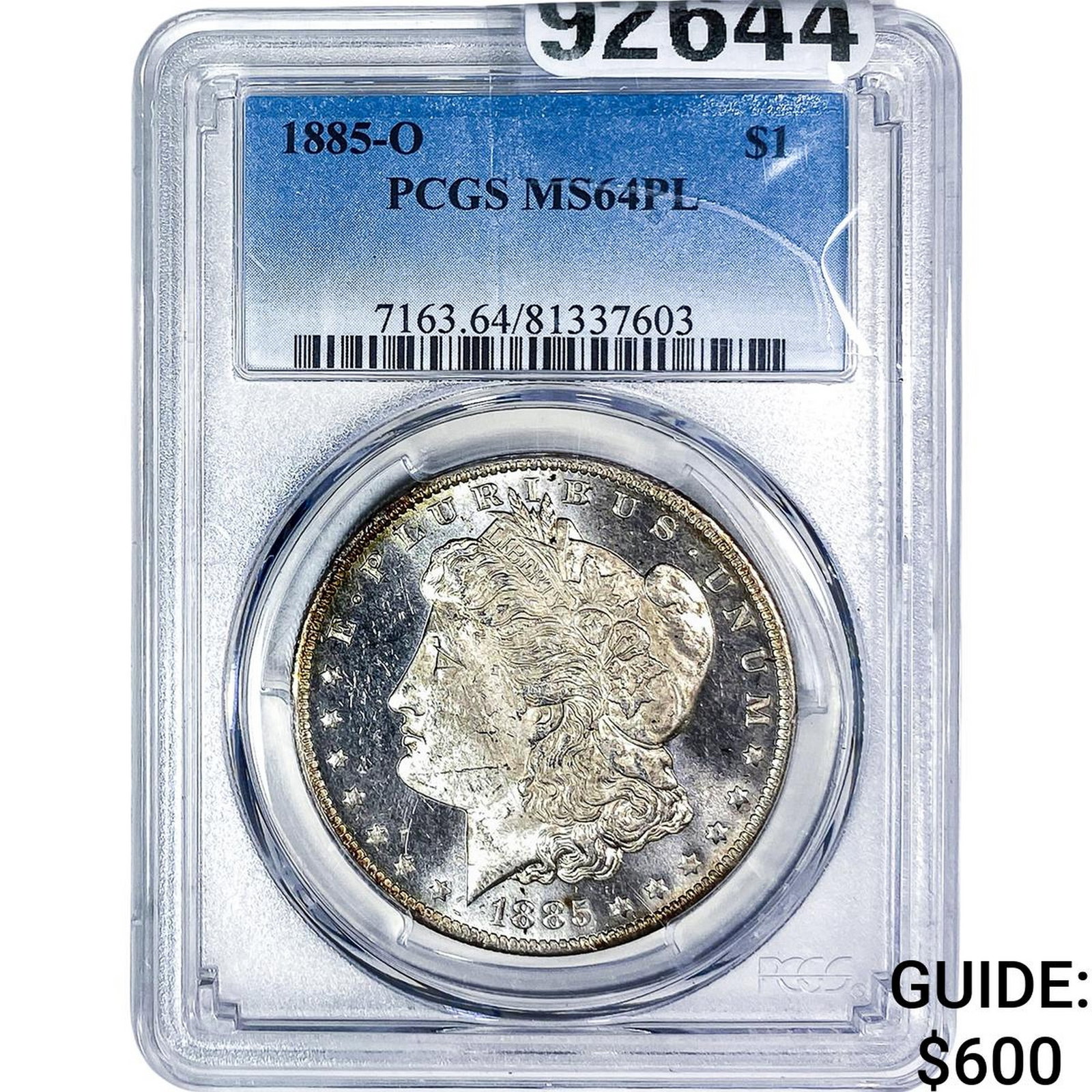 1885-O Morgan Silver Dollar PCGS MS64 PL: 1885-O Morgan Silver Dollar PCGS MS64 PL