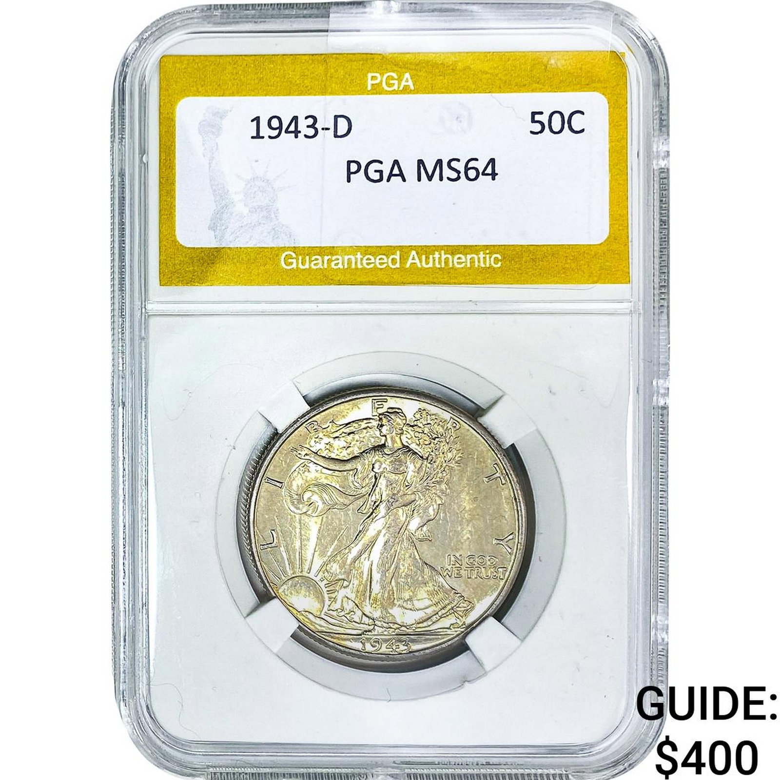 1943-D Walking Liberty Half Dollar PGA MS64: 1943-D Walking Liberty Half Dollar PGA MS64