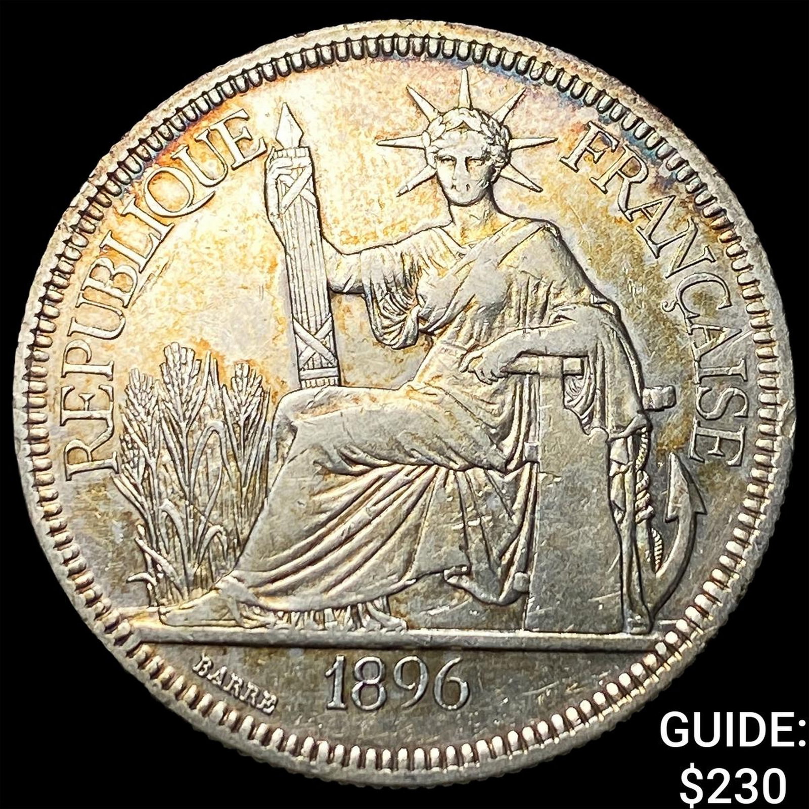 1896A French Indo-China .7813oz Silver Piastre: 1896A French Indo-China .7813oz Silver Piastre