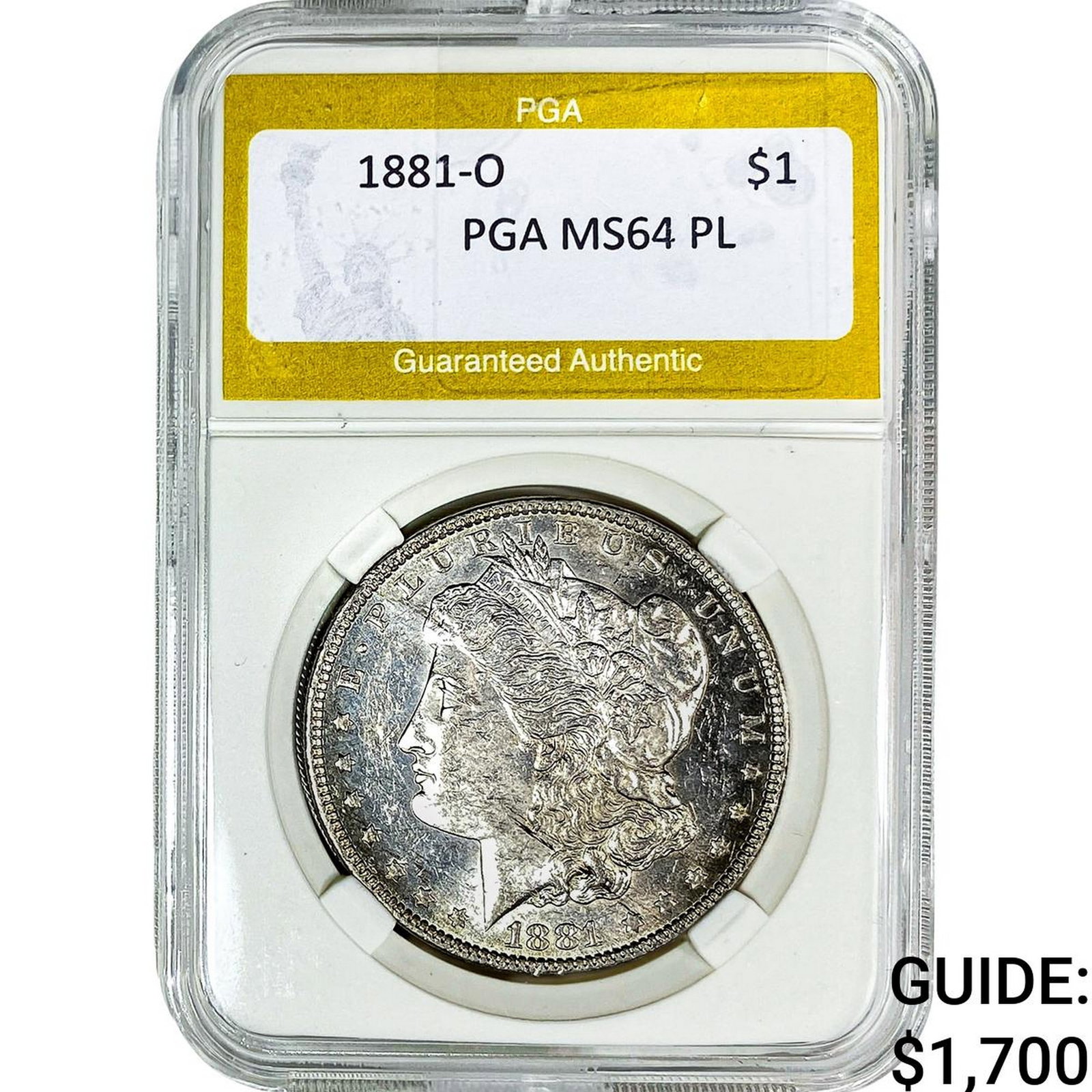 1881-O Morgan Silver Dollar PGA MS64 PL: 1881-O Morgan Silver Dollar PGA MS64 PL