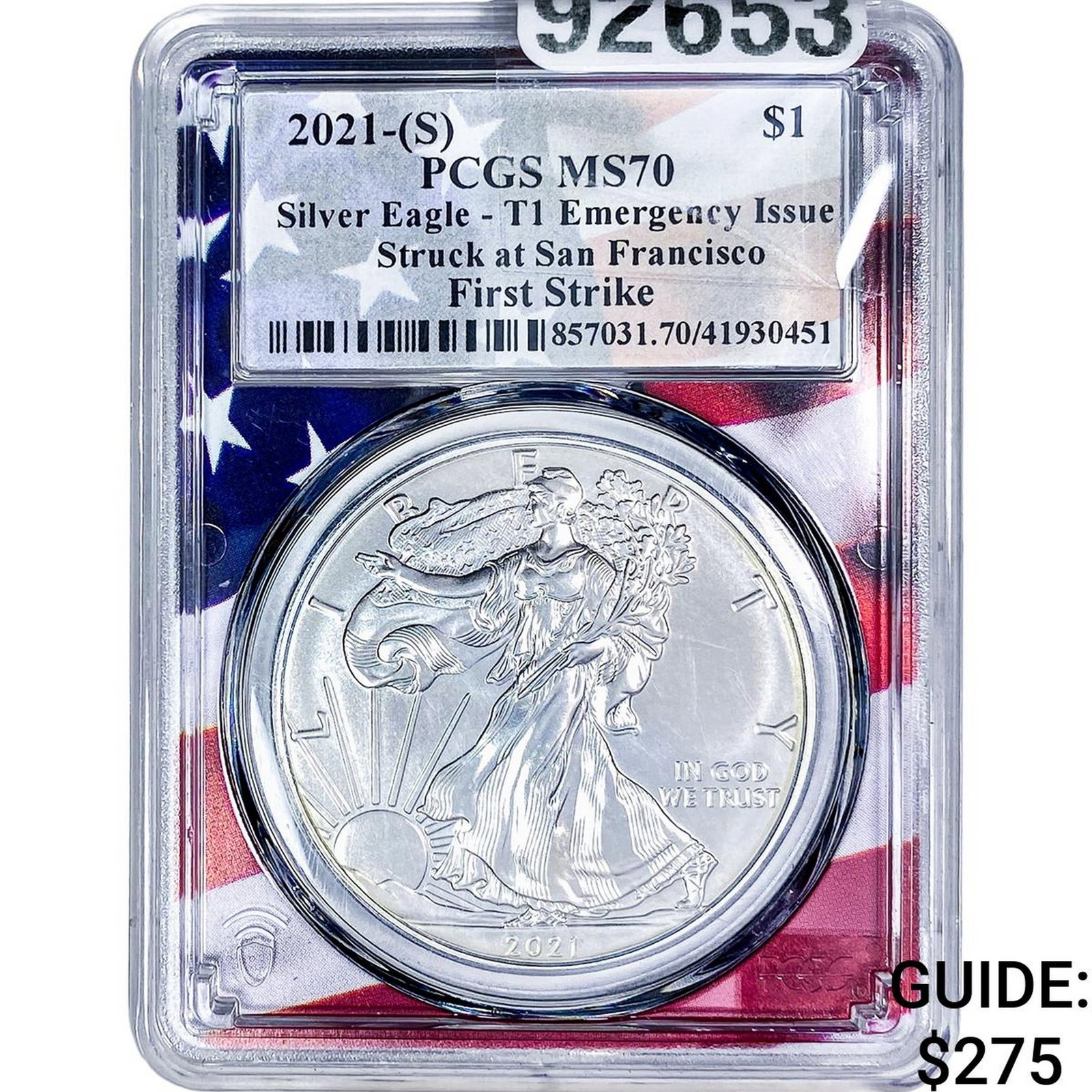 2021[S] Silver Eagle PCGS MS70 TY 1 Emeg. Issue (1 of 2)