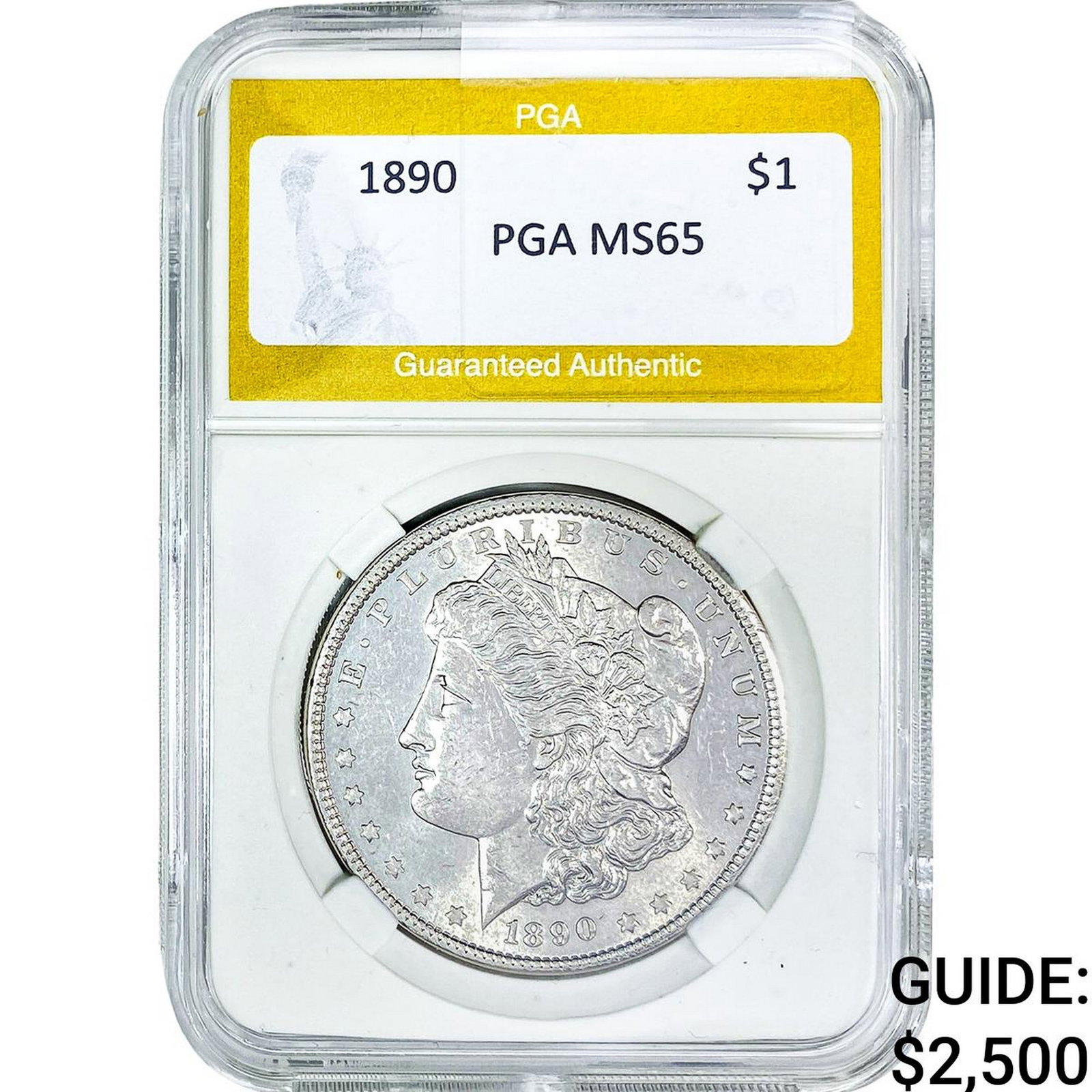 1890 Morgan Silver Dollar PGA MS65: 1890 Morgan Silver Dollar PGA MS65