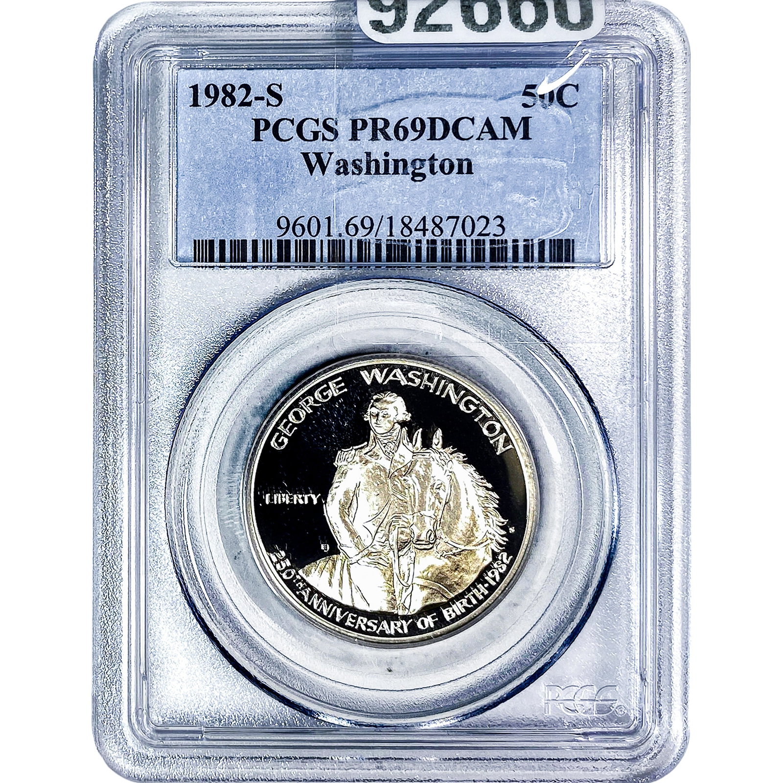 1982-S George Washingon 250th Birthday Silver 50C PCGS PR69 DCAM: 1982-S George Washingon 250th Birthday Silver 50C PCGS PR69 DCAM