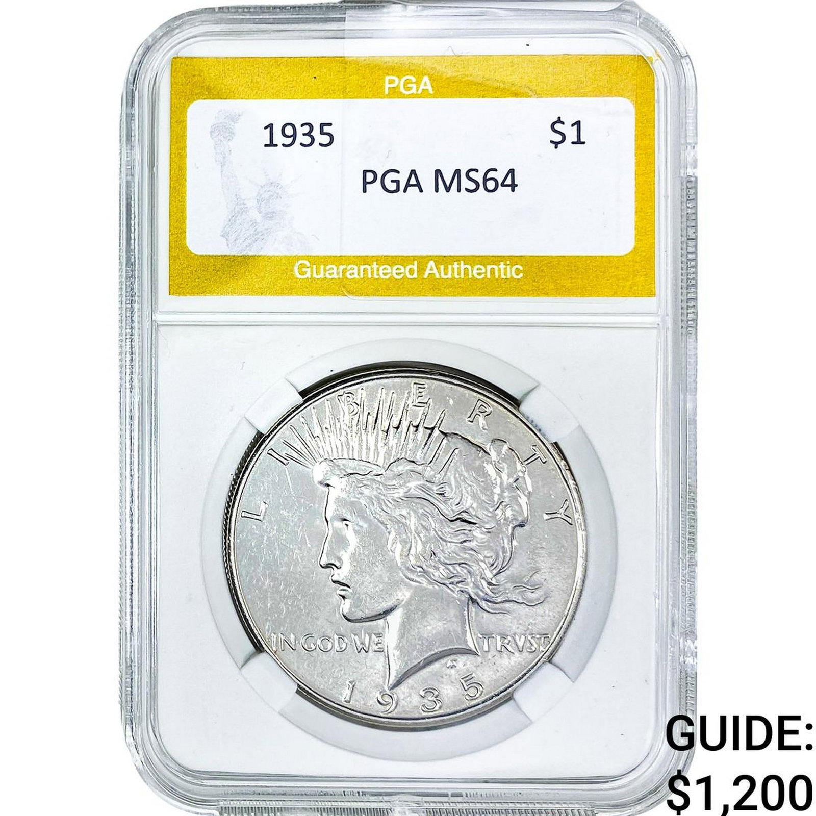1935 Silver Peace Dollar PGA MS64: 1935 Silver Peace Dollar PGA MS64