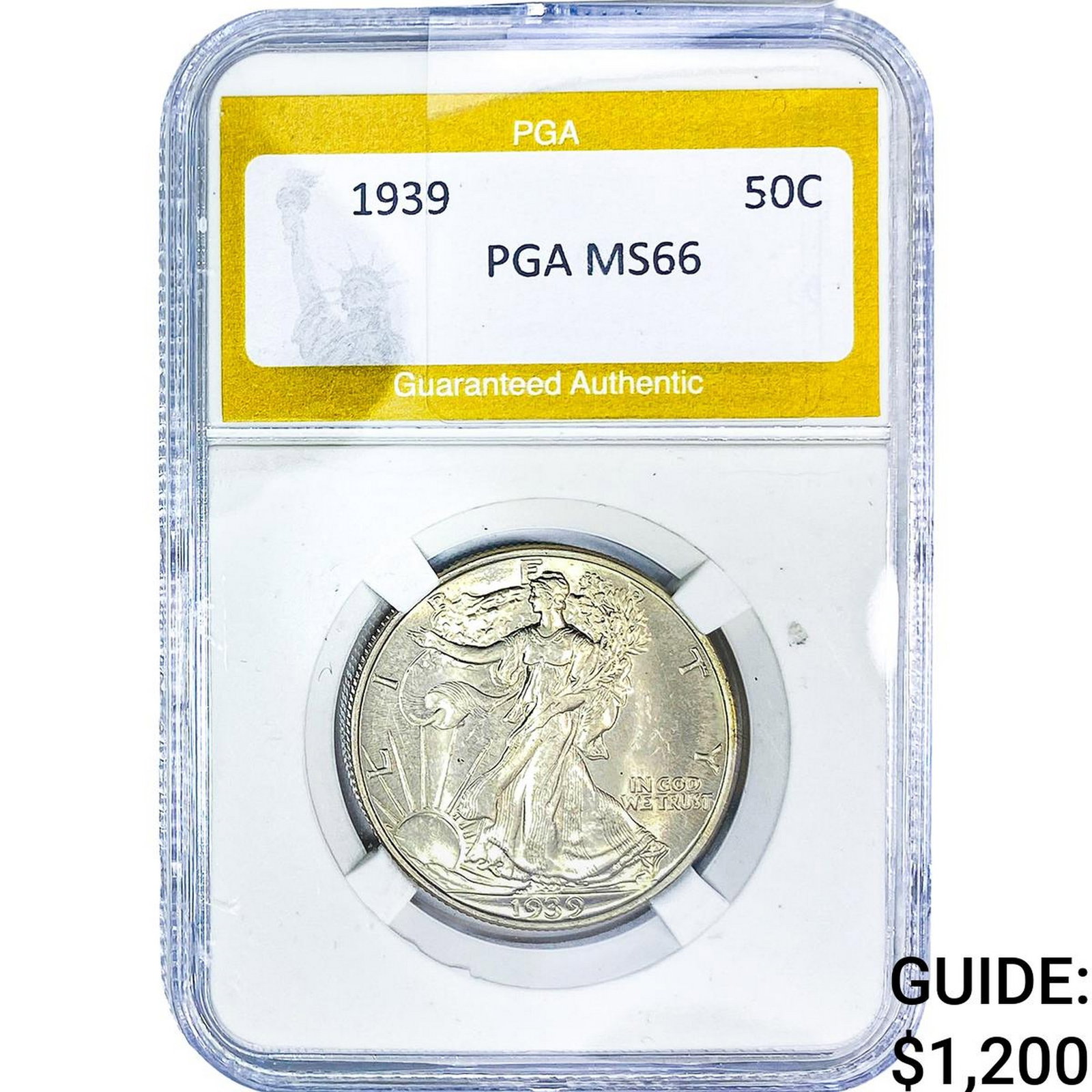 1939 Walking Liberty Half Dollar PGA MS66: 1939 Walking Liberty Half Dollar PGA MS66