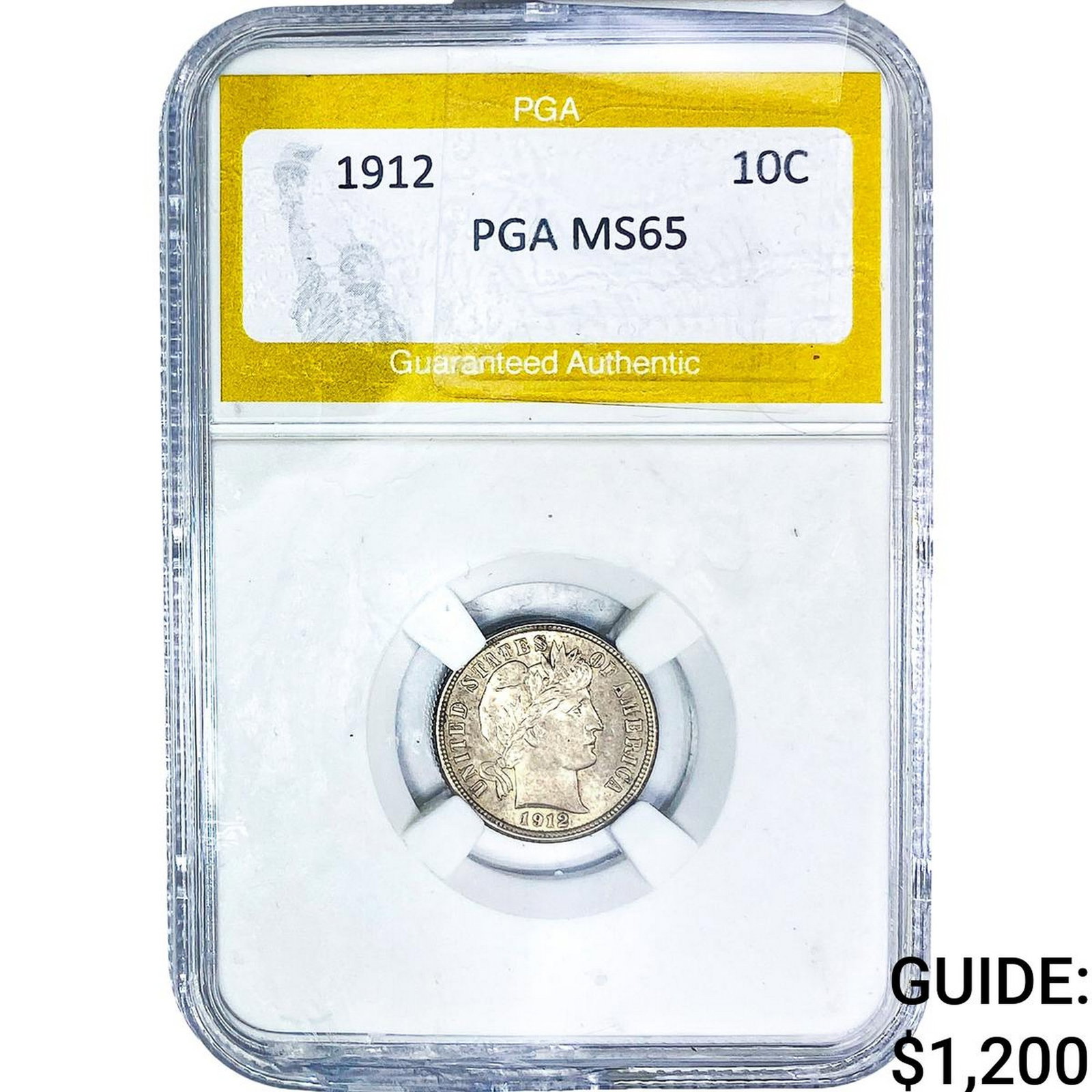 1912 Barber Dime PGA MS65: 1912 Barber Dime PGA MS65