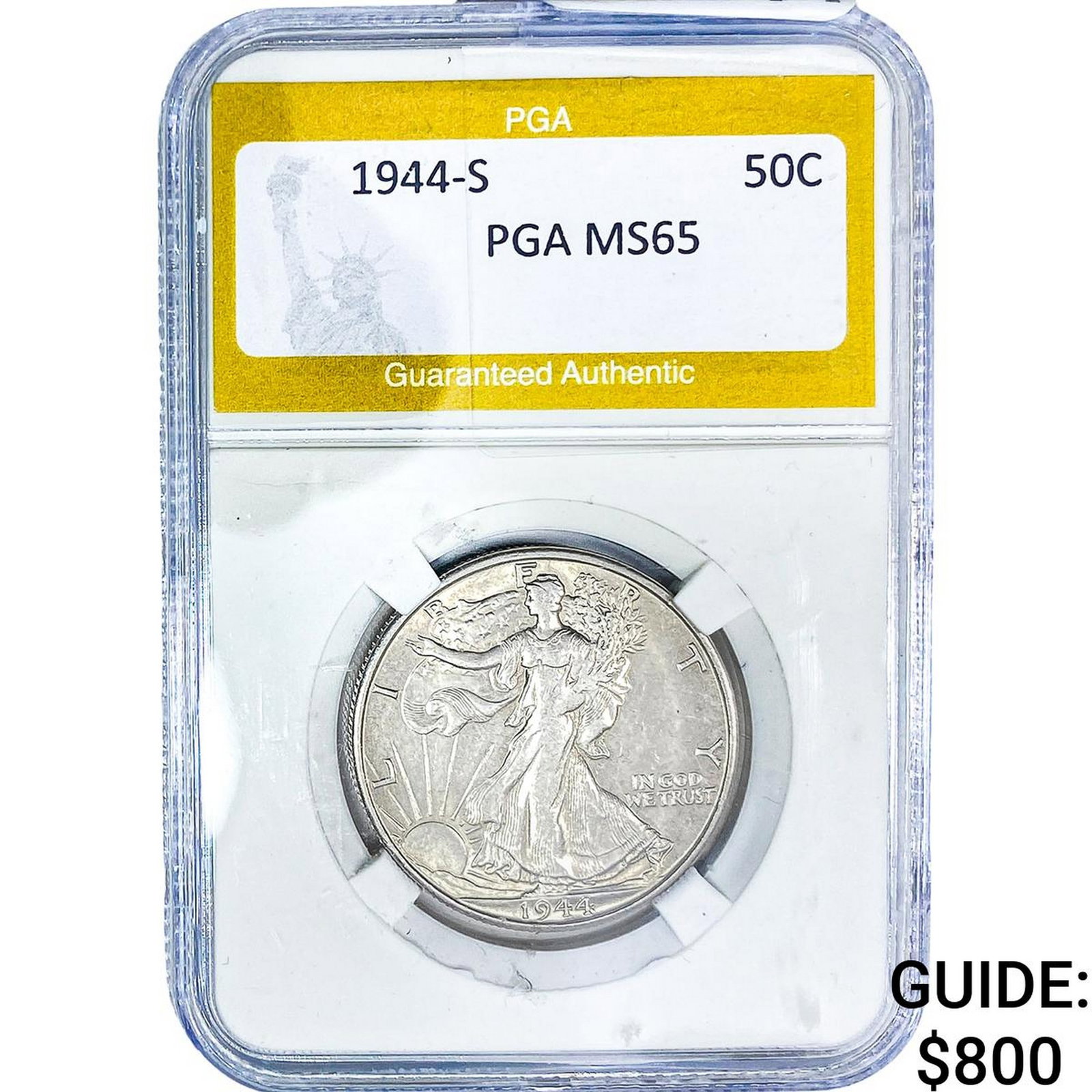 1944-S Walking Liberty Half Dollar PGA MS65: 1944-S Walking Liberty Half Dollar PGA MS65