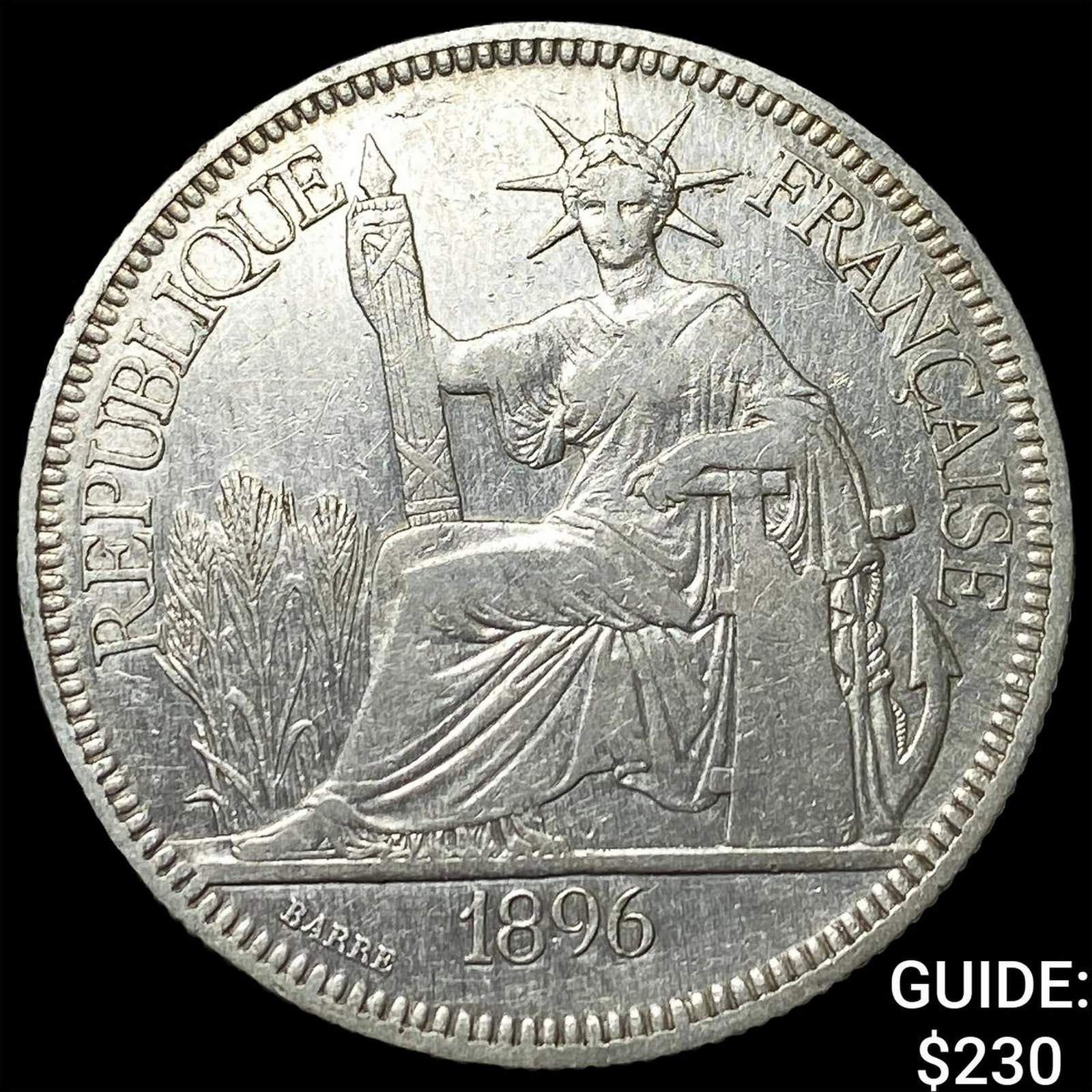 1896A French Indo-China .7813oz Silver Piastre: 1896A French Indo-China .7813oz Silver Piastre