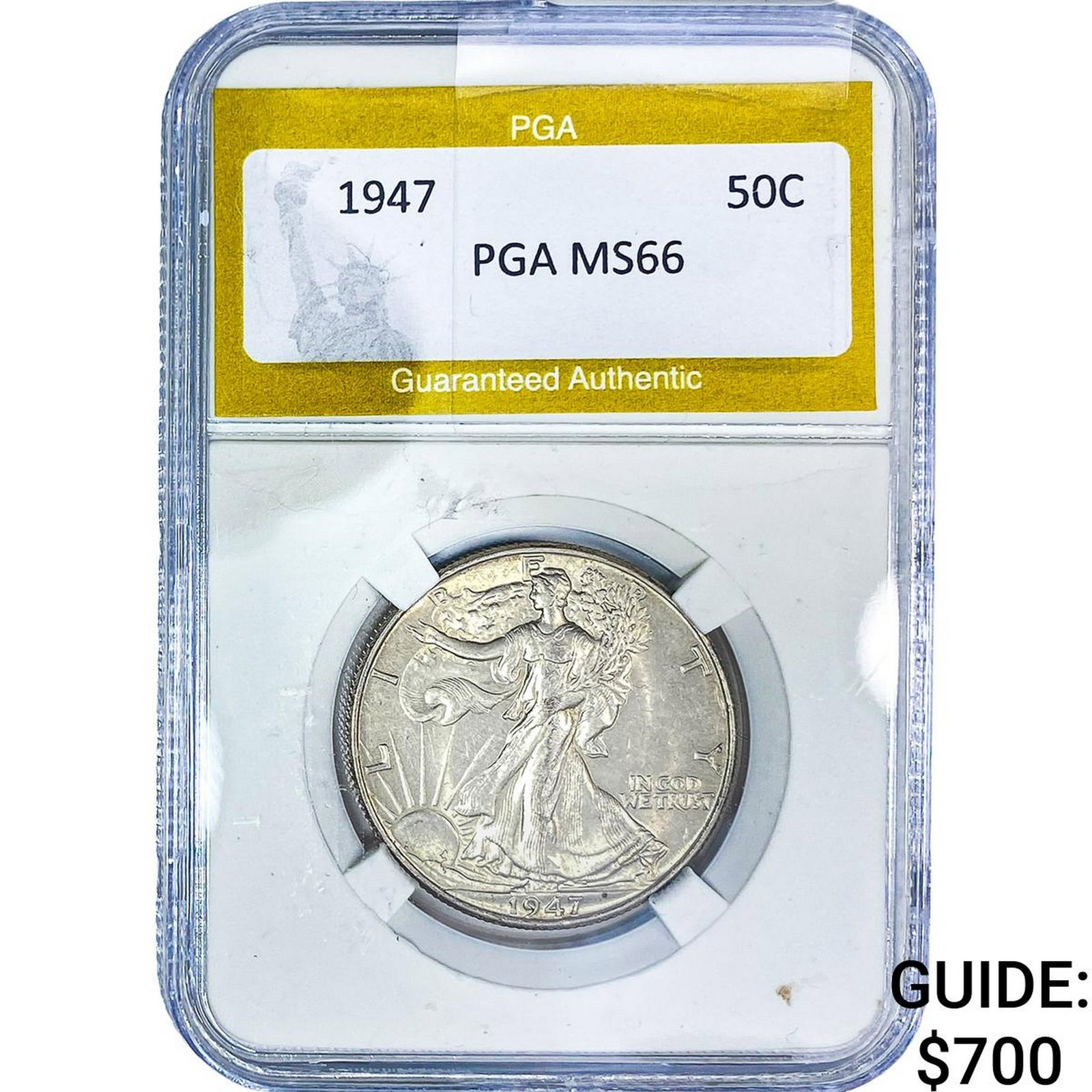1947 Walking Liberty Half Dollar PGA MS66: 1947 Walking Liberty Half Dollar PGA MS66