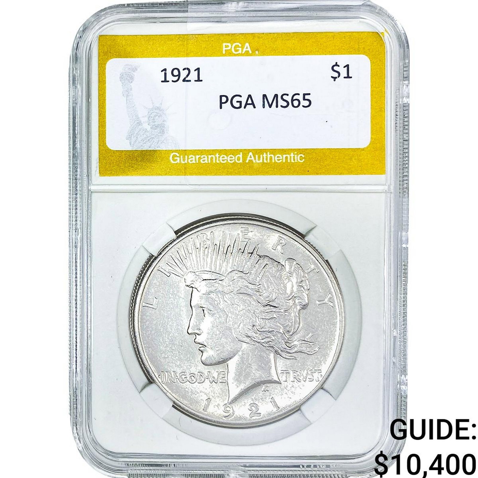 1921 Silver Peace Dollar PGA MS65: 1921 Silver Peace Dollar PGA MS65