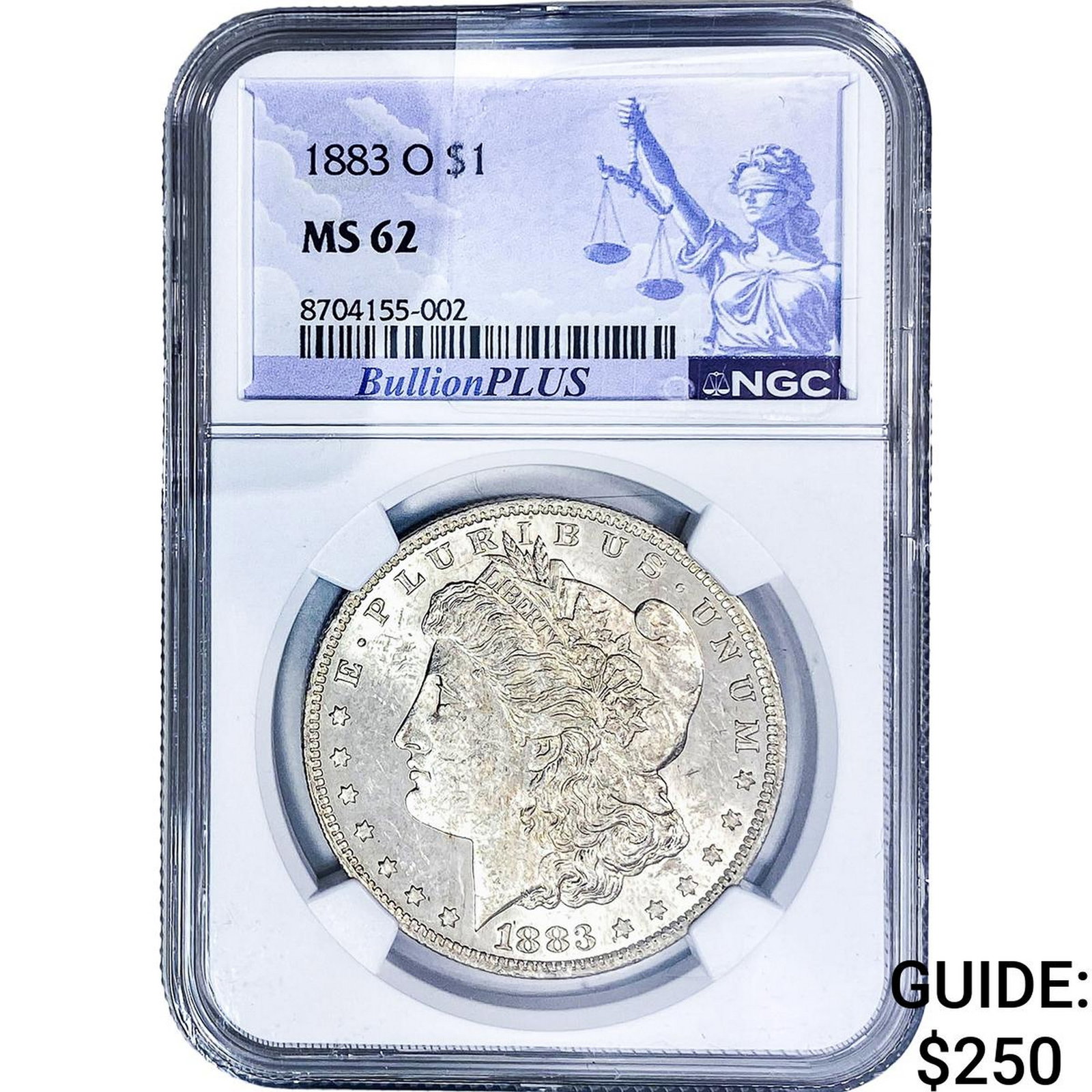 1883-O Morgan Silver Dollar NGC MS62: 1883-O Morgan Silver Dollar NGC MS62