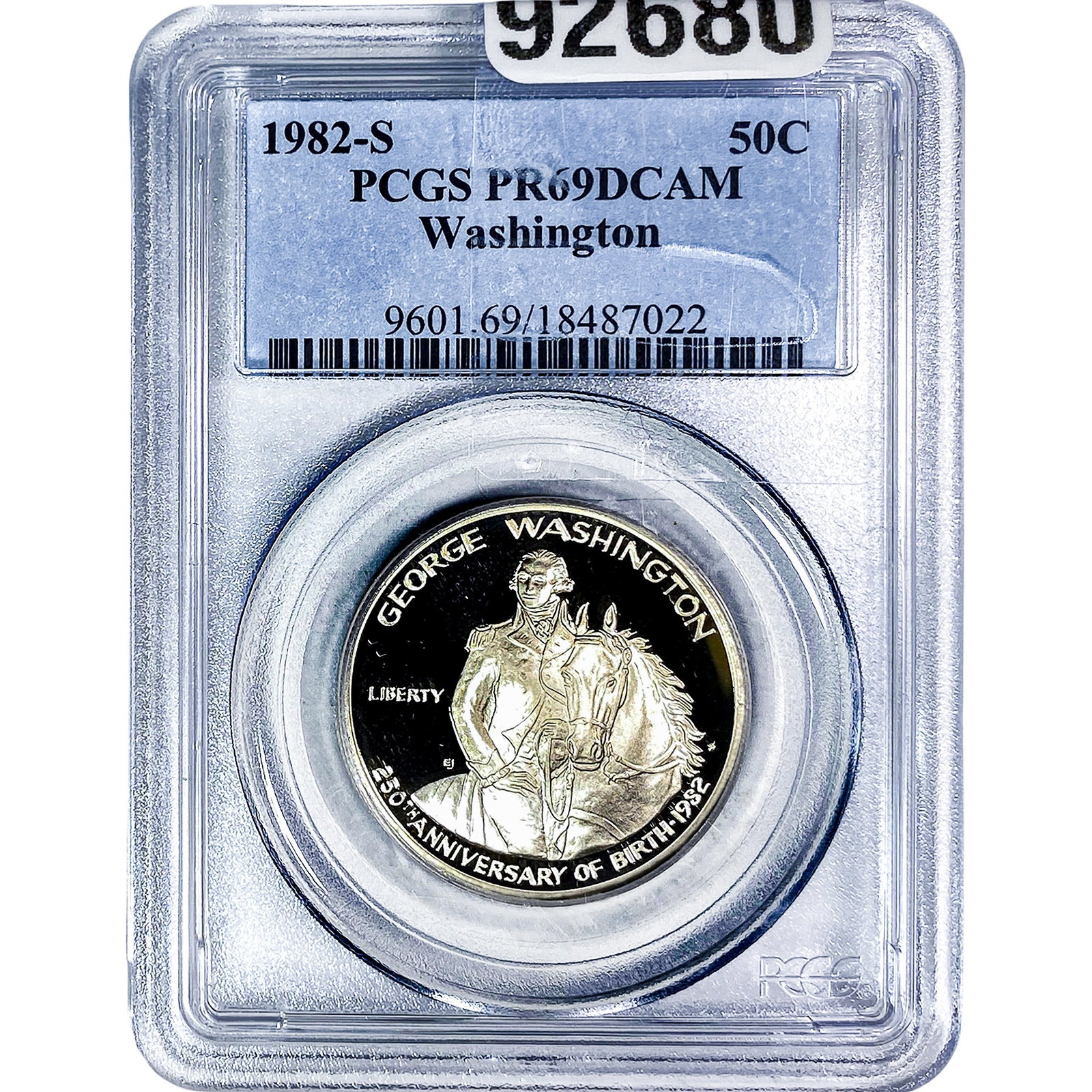 1982-S George Washingon 250th Birthday Silver 50C PCGS PR69 DCAM: 1982-S George Washingon 250th Birthday Silver 50C PCGS PR69 DCAM