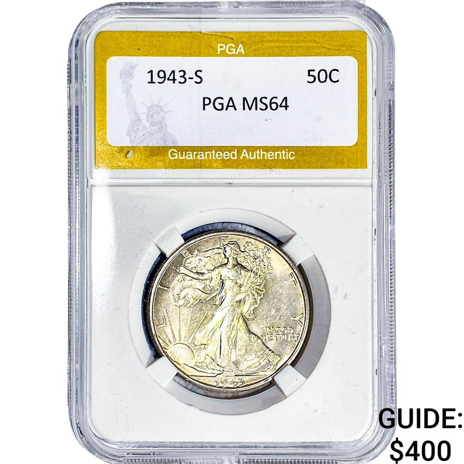 1943-S Walking Liberty Half Dollar PGA MS64: 1943-S Walking Liberty Half Dollar PGA MS64