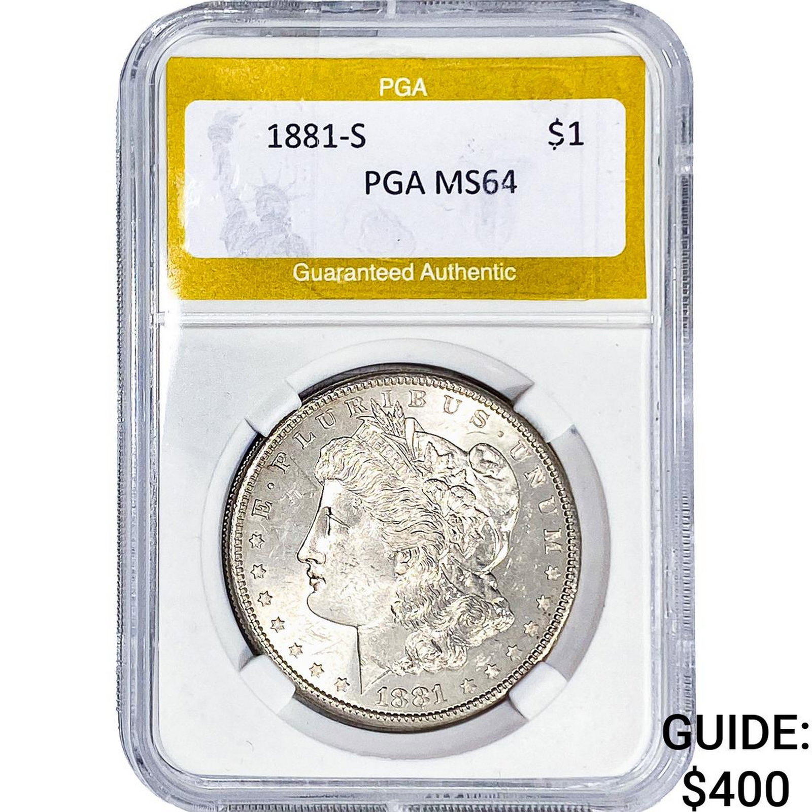 1881-S Morgan Silver Dollar PGA MS64: 1881-S Morgan Silver Dollar PGA MS64