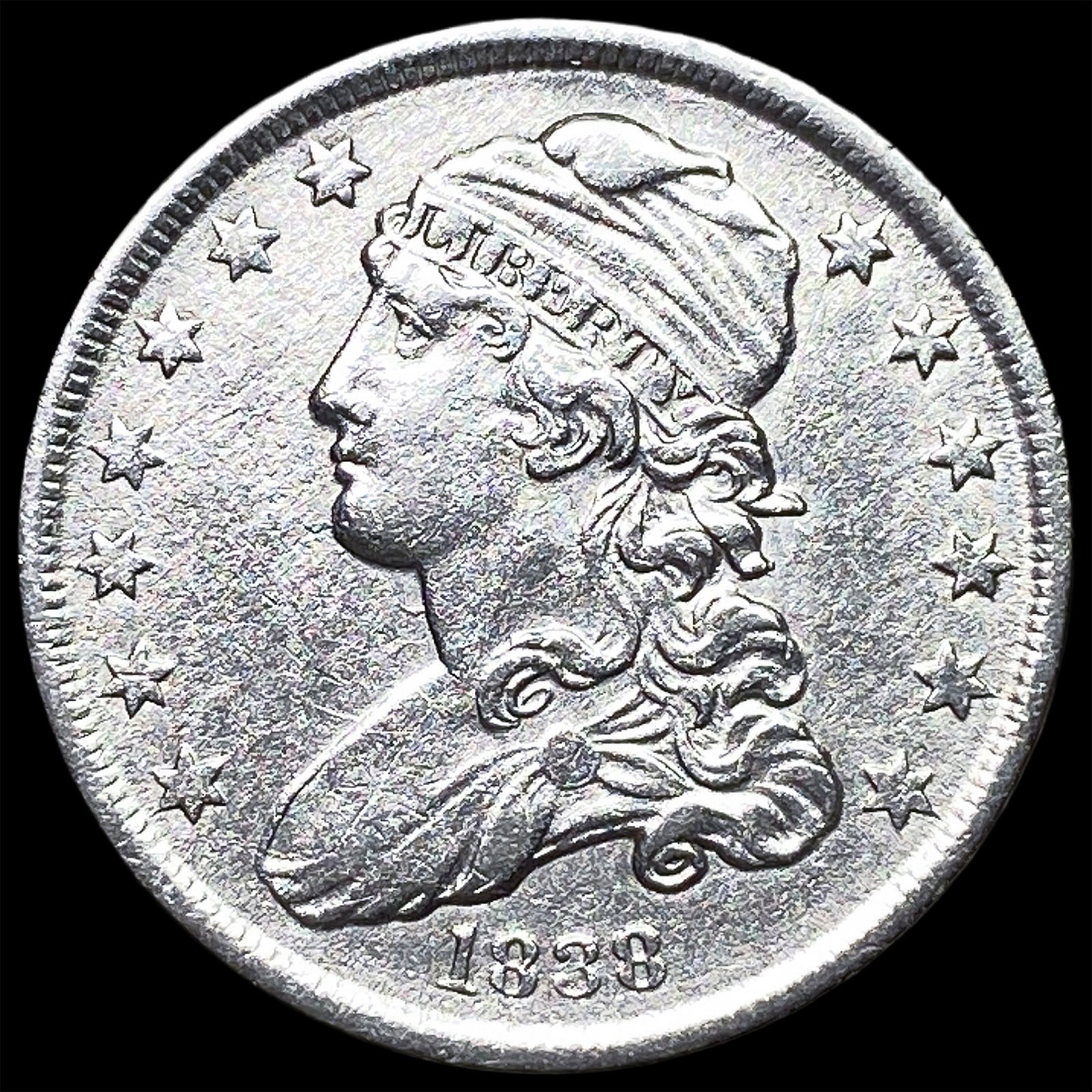 1838 Silver Capped Bust Quarter CHOICE AU: 1838 Silver Capped Bust Quarter CHOICE AU