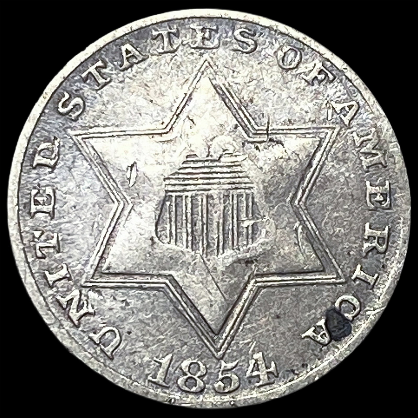 1854 Silver Three-Cent Piece NICELY CIRCULATED (1 of 2)