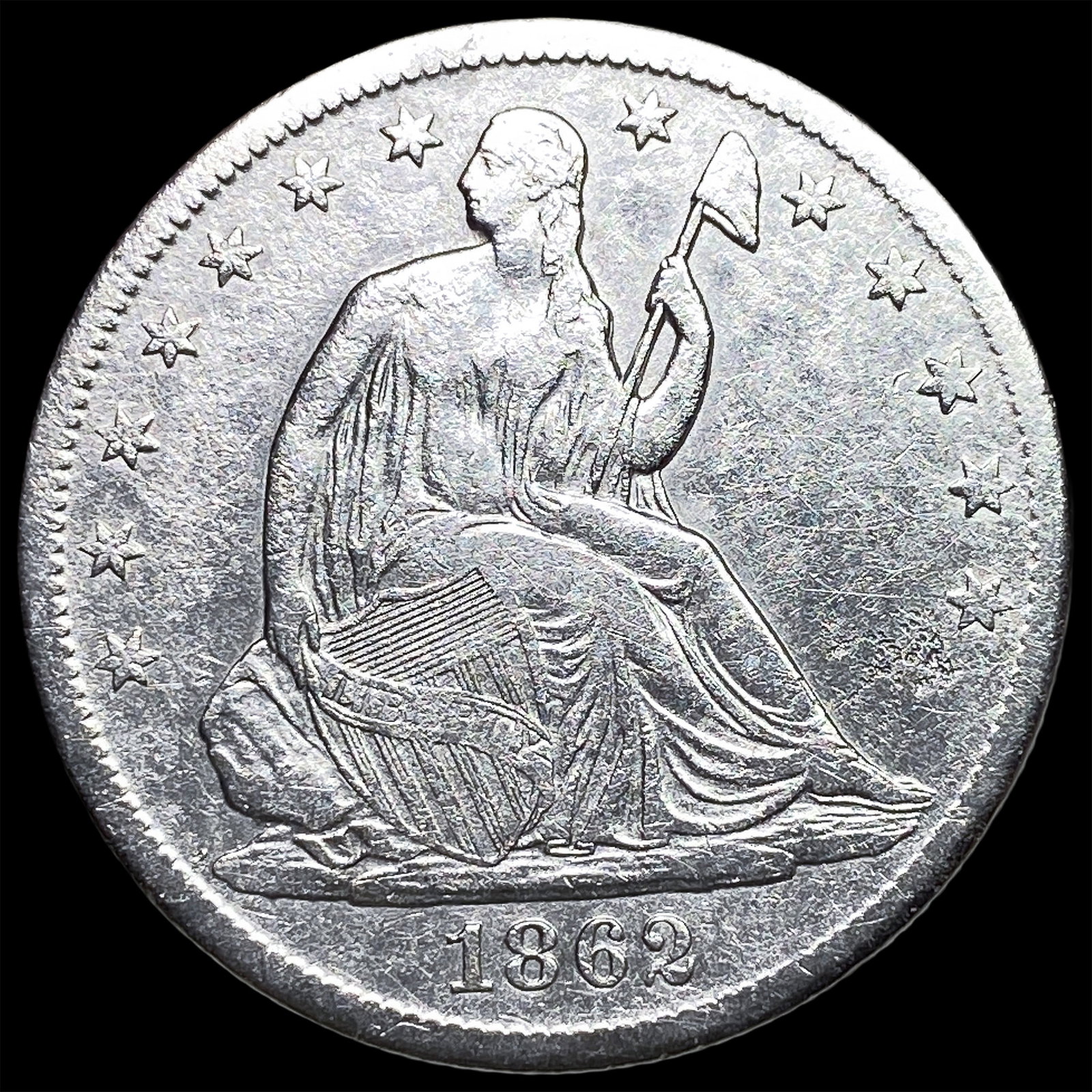1862-S Silver Seated Liberty Half Dollar UNCIRCULATED: 1862-S Silver Seated Liberty Half Dollar UNCIRCULATED
