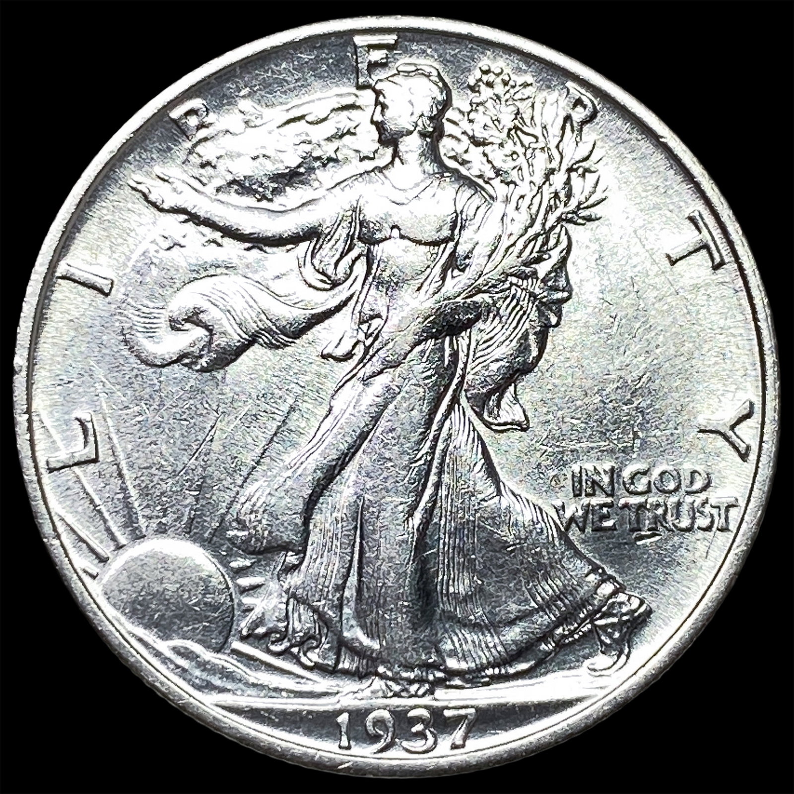 1937-S Silver Walking Liberty Half Dollar CLOSELY UNCIRCULATED (1 of 2)