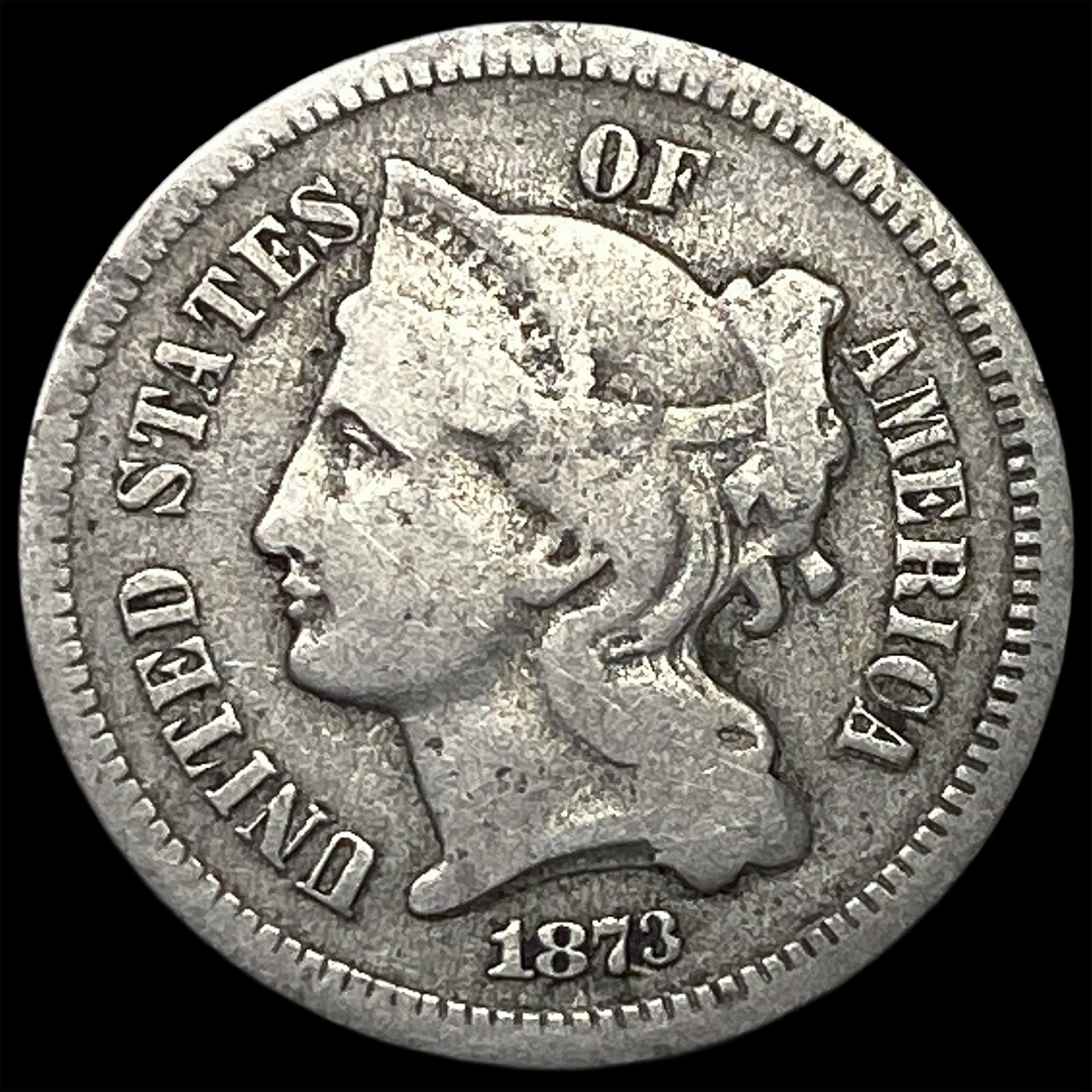1873 Nickel Three-Cent Piece LIGHTLY CIRCULATED: 1873 Nickel Three-Cent Piece LIGHTLY CIRCULATED