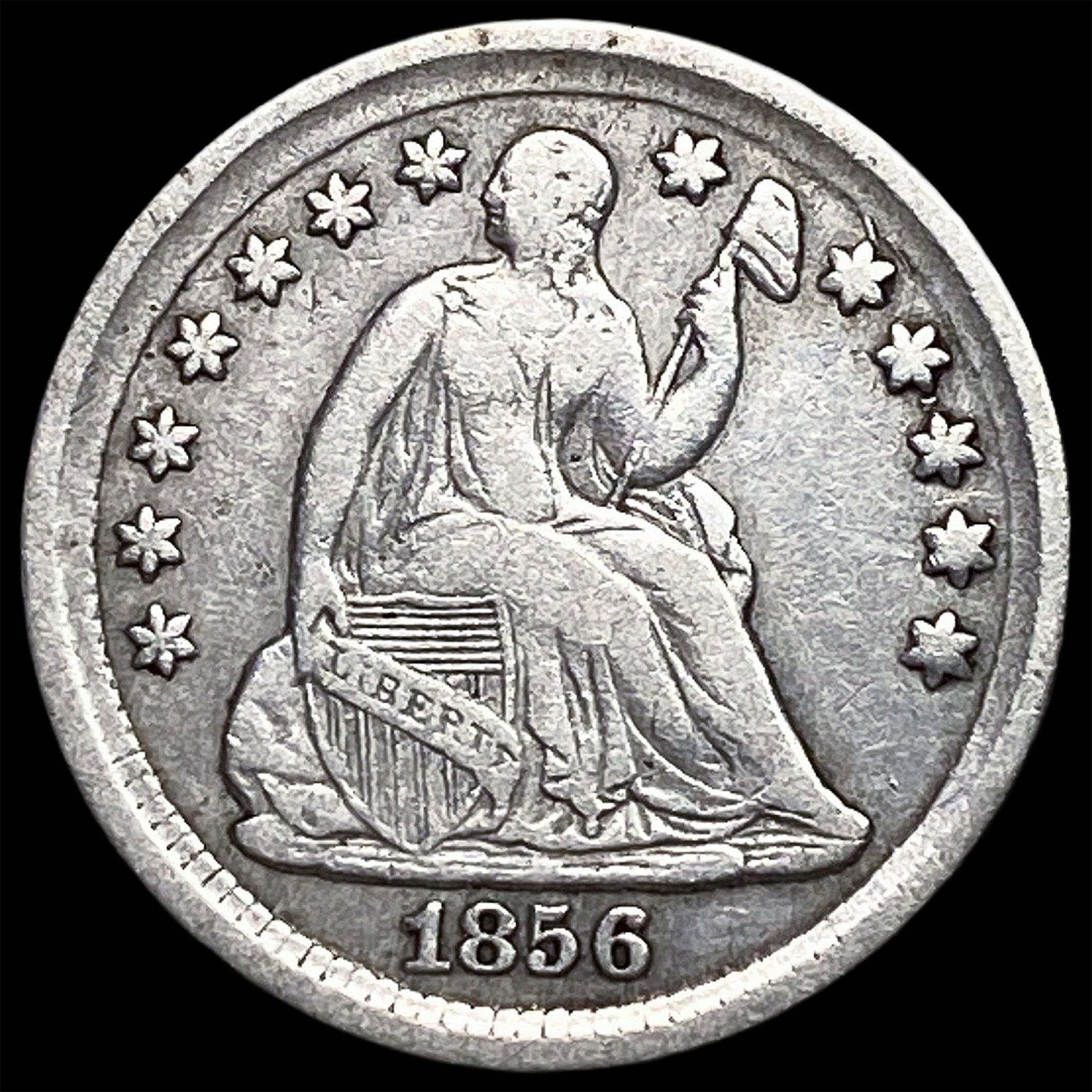 1856 Seated Liberty Half Dime NEARLY UNCIRCULATED: 1856 Seated Liberty Half Dime NEARLY UNCIRCULATED