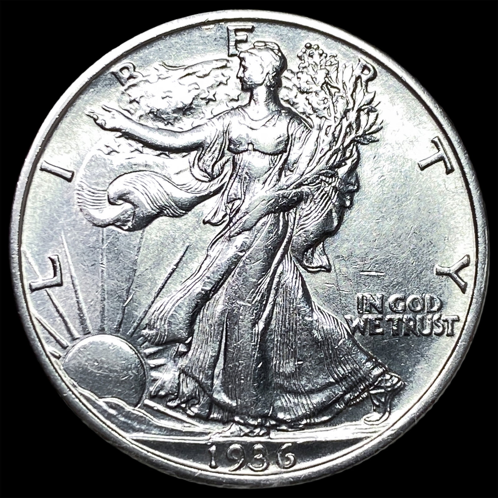 1936-S Silver Walking Liberty Half Dollar CLOSELY UNCIRCULATED: 1936-S Silver Walking Liberty Half Dollar CLOSELY UNCIRCULATED